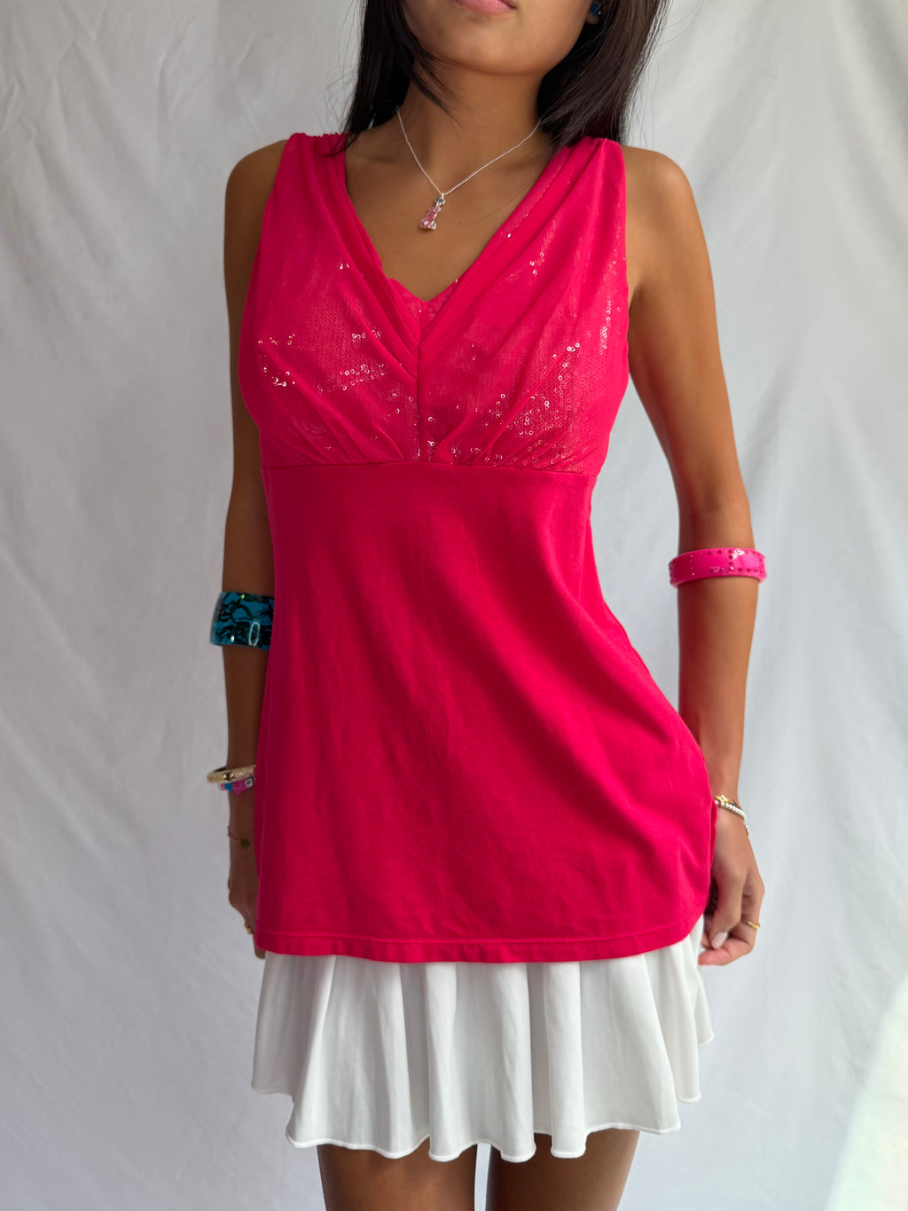 Vintage pink sequin halter top