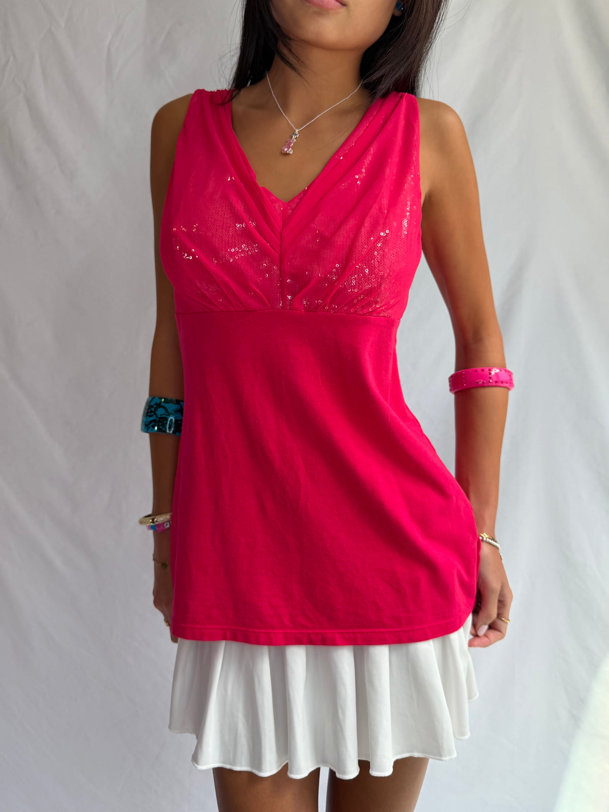 Vintage pink sequin halter top