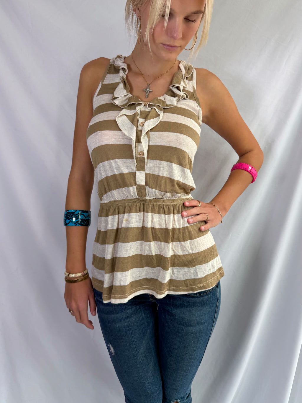 Vintage striped babydoll tank top
