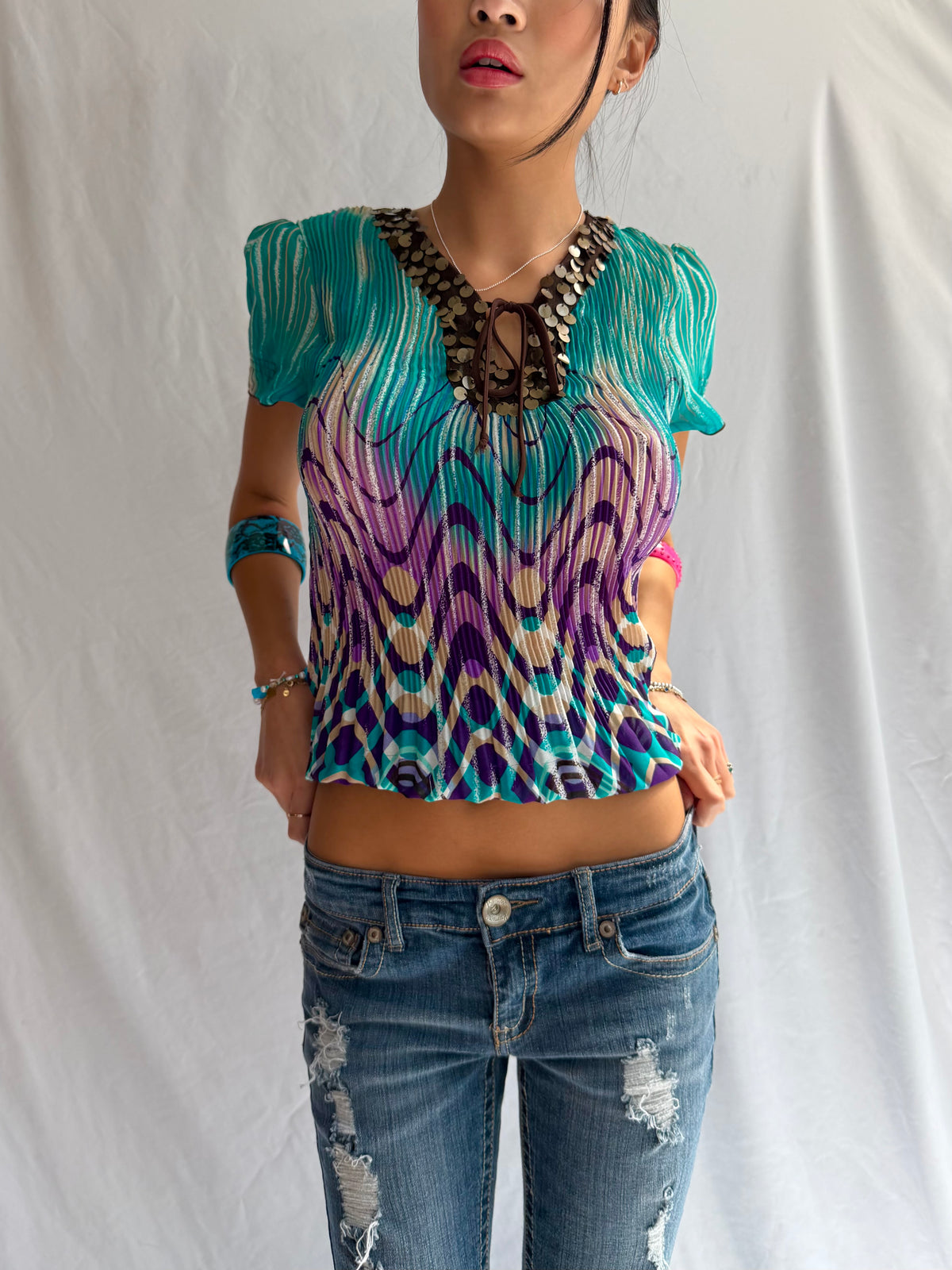 Vintage turquoise mermaid top