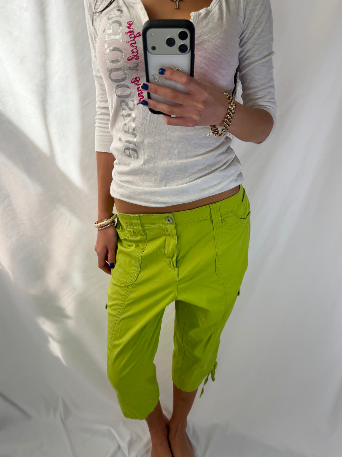 Vintage lime green capris cargo pants
