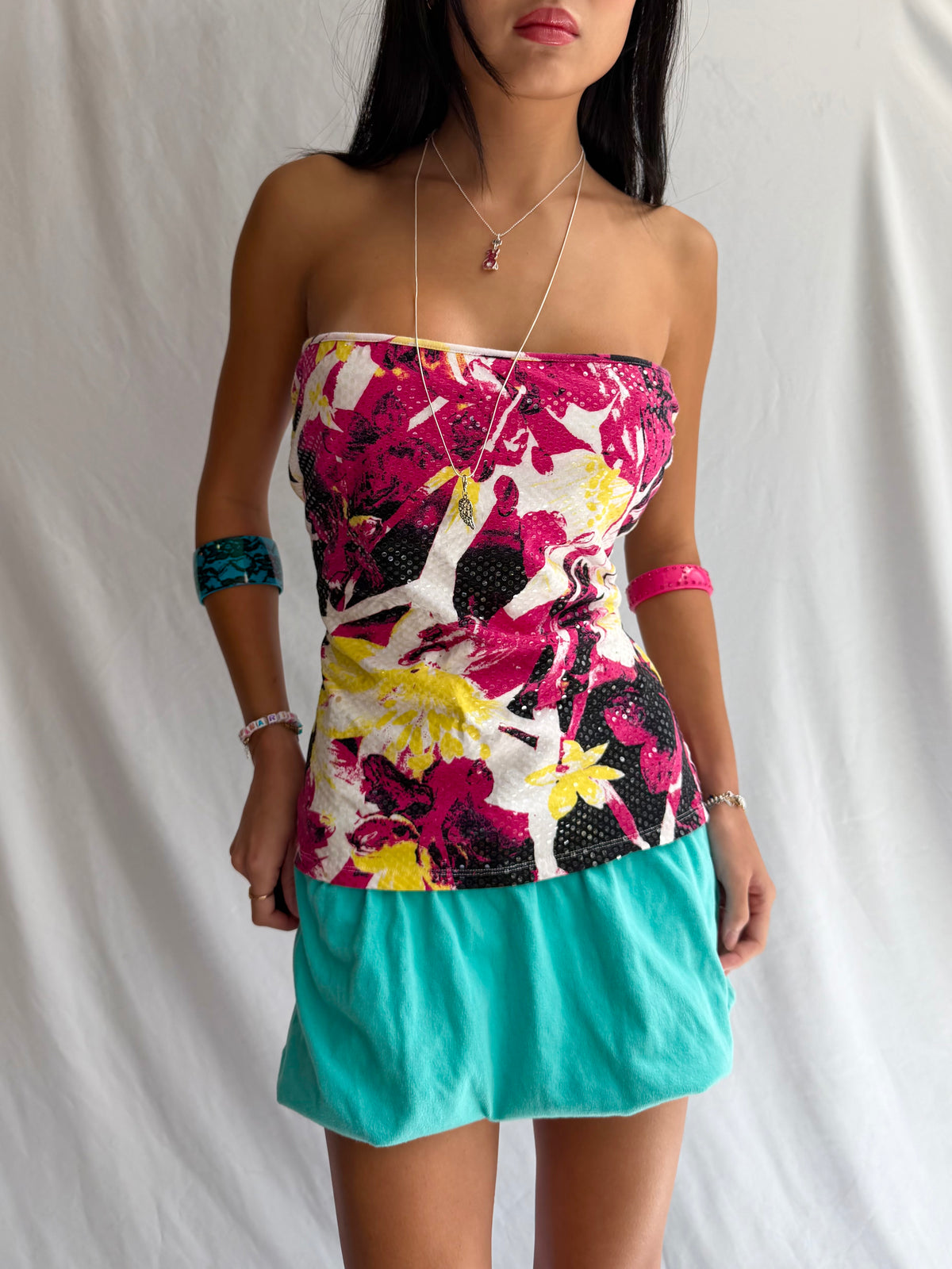 Vintage abstract sequin tube top