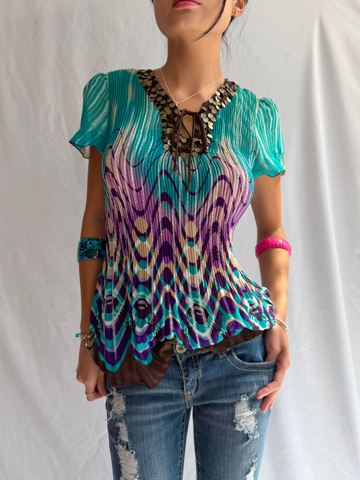 Vintage turquoise mermaid top