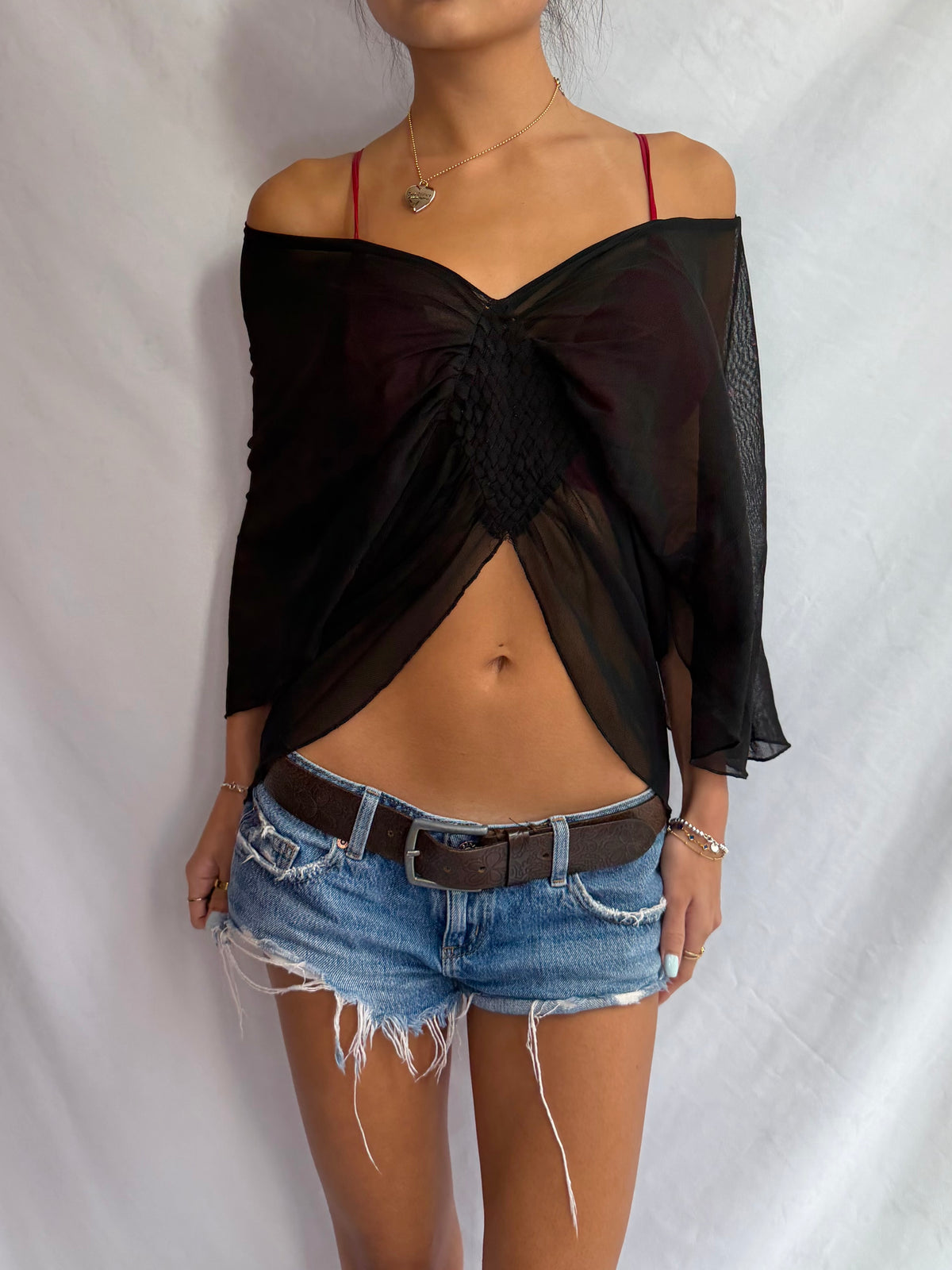 Vintage sheer off the shoulder top