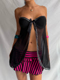 Vintage black strapless babydoll top