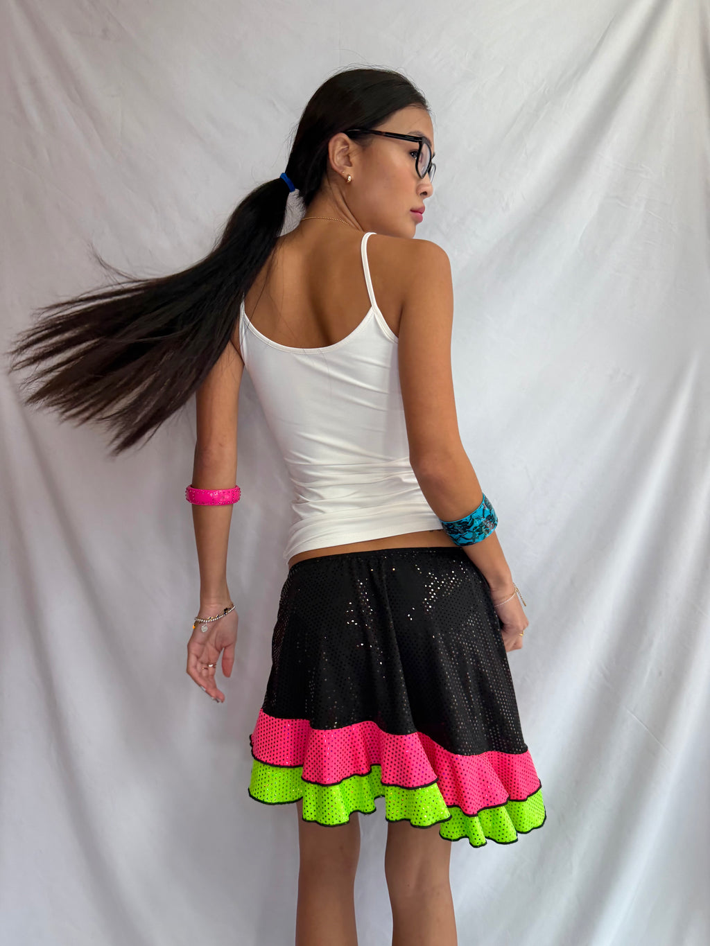 Vintage sequin asymmetrical skirt