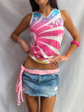 Vintage rainbow hoodie tank top