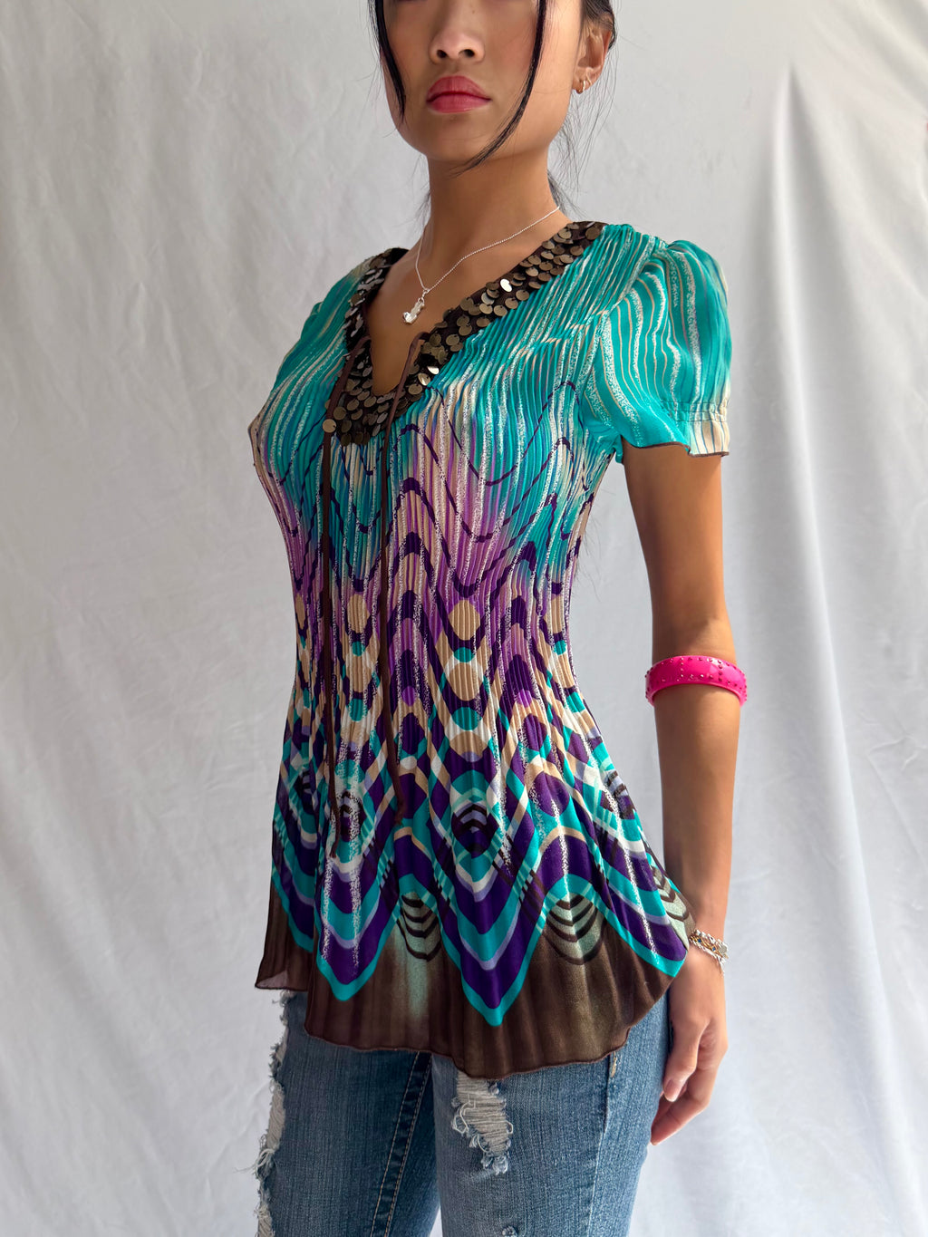 Vintage turquoise mermaid top