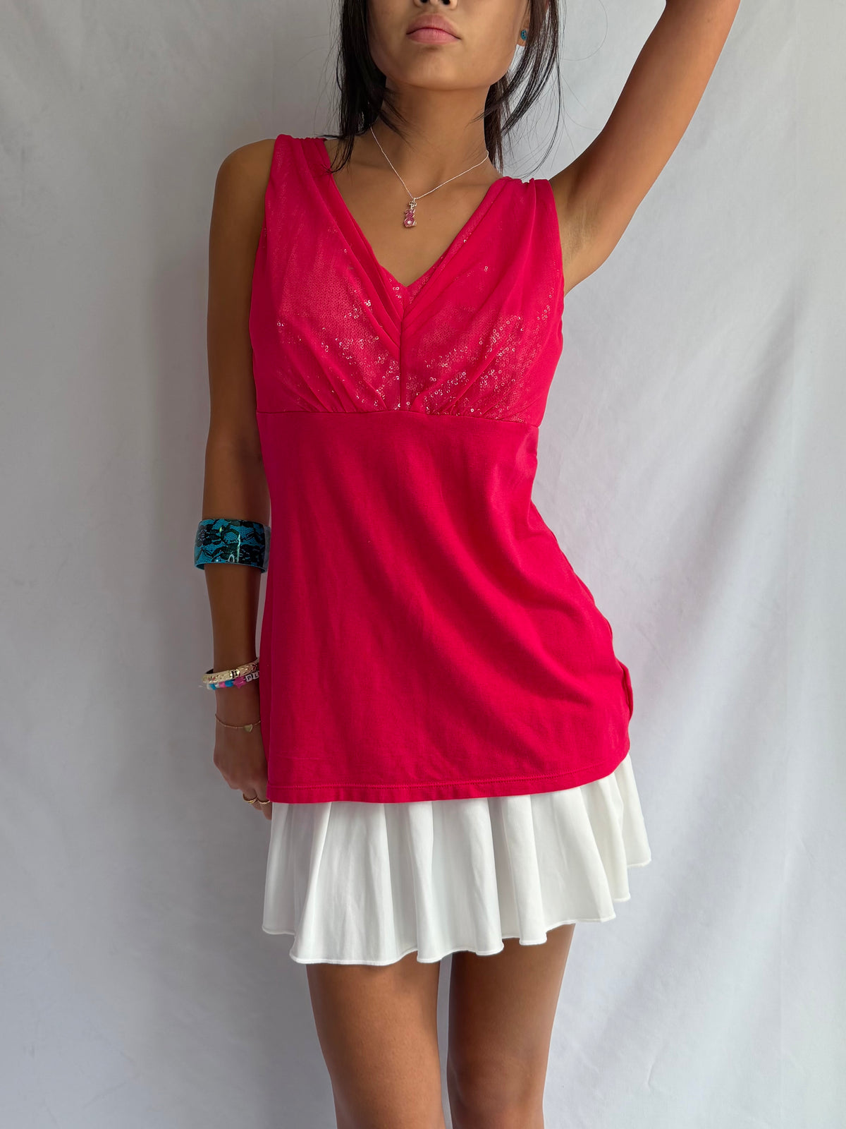 Vintage pink sequin halter top