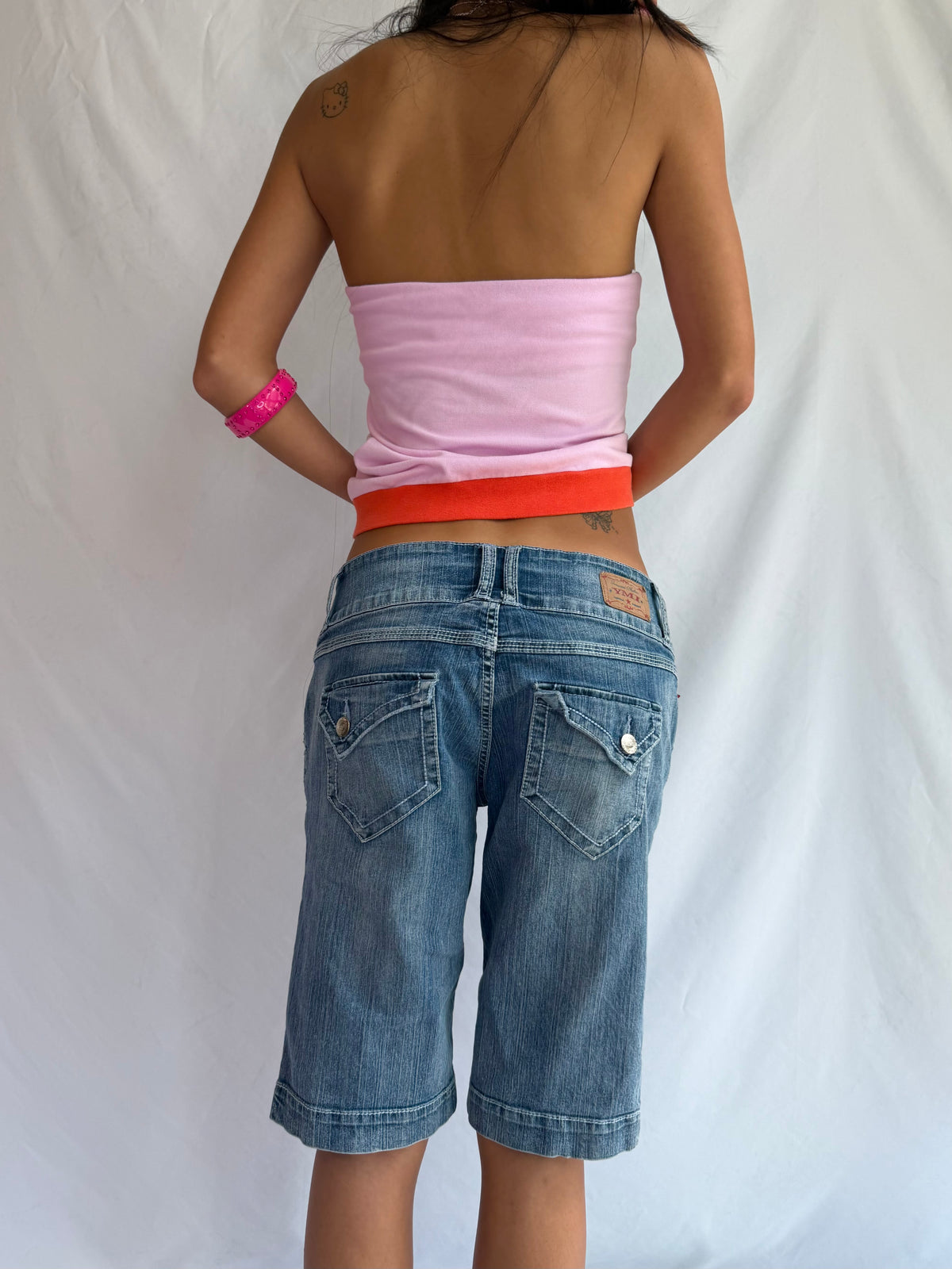 Vintage blue denim capris shorts