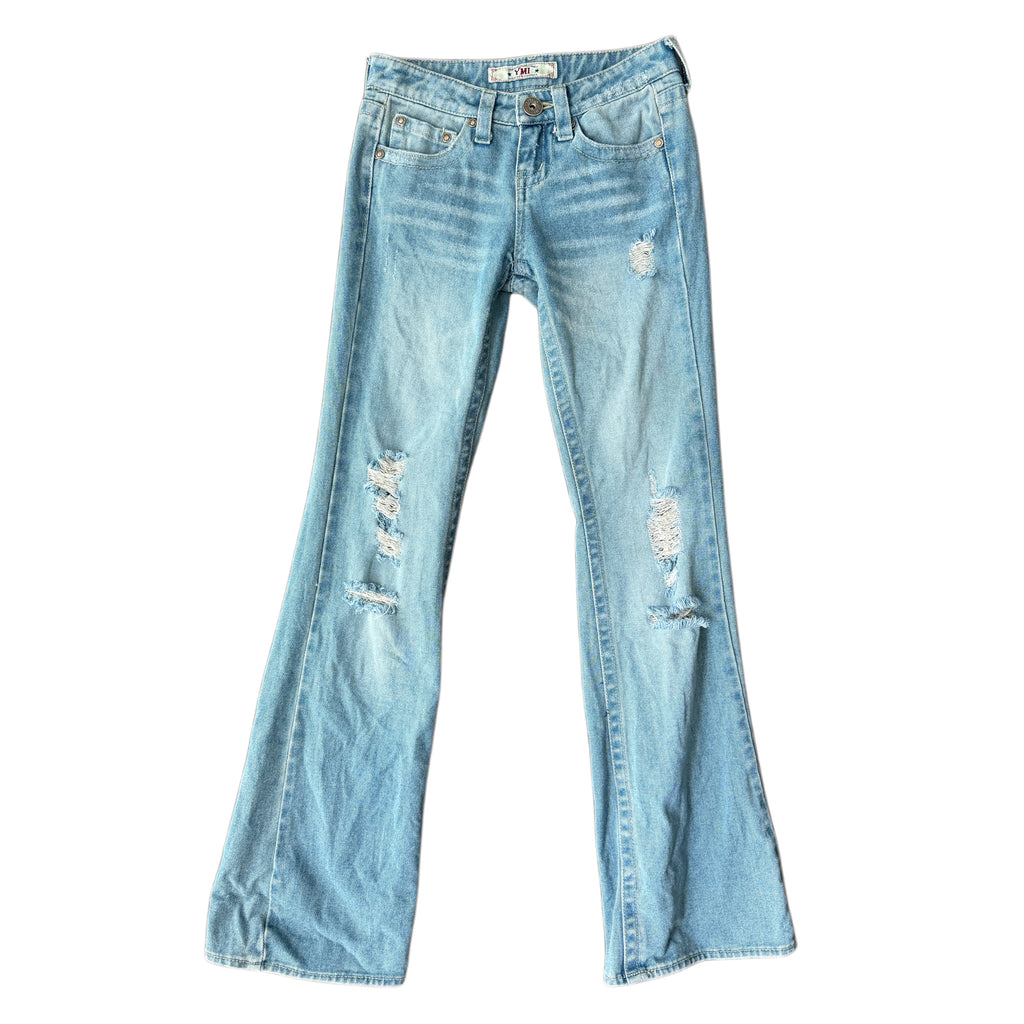 Vintage low rise flare ripped jeans
