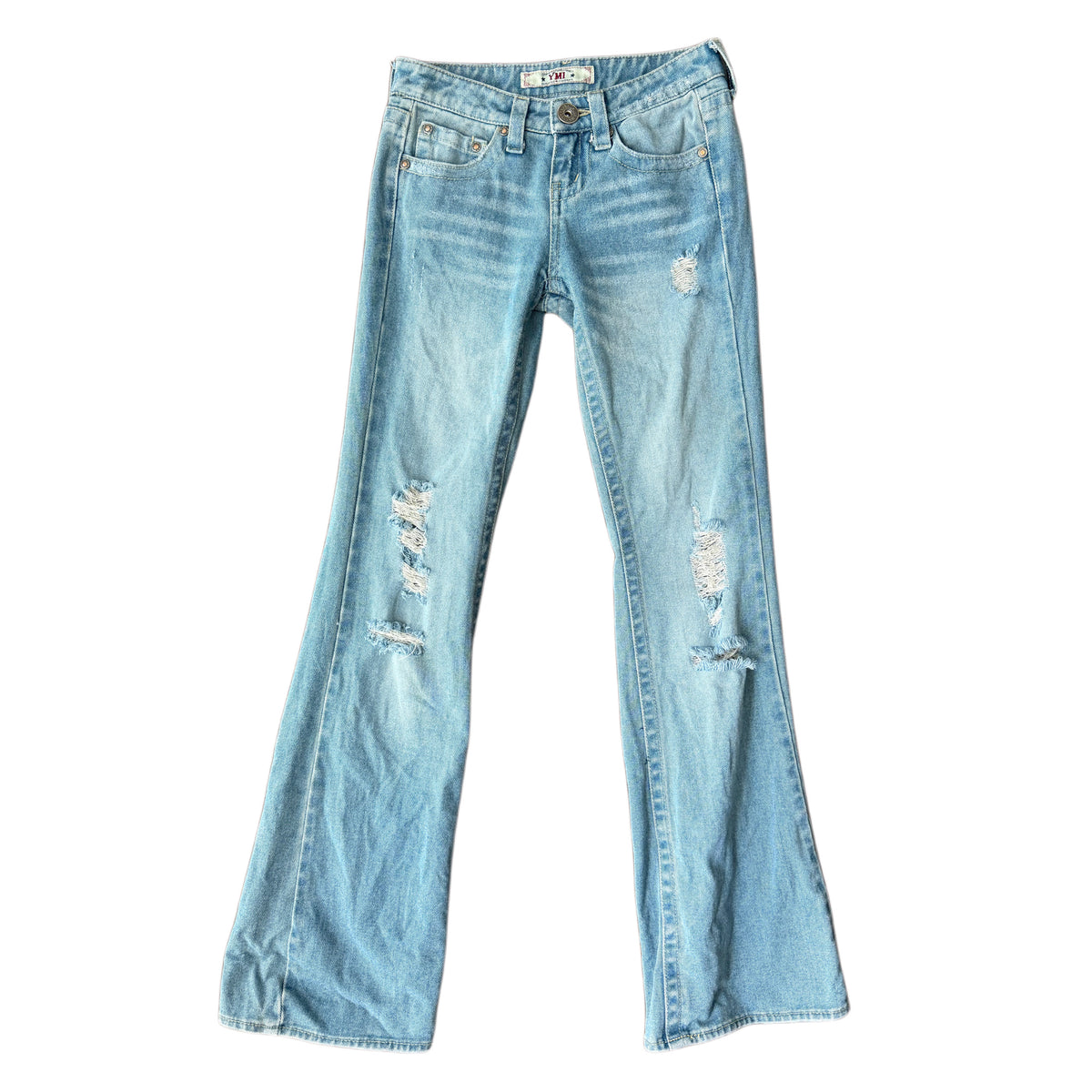Vintage low rise flare ripped jeans