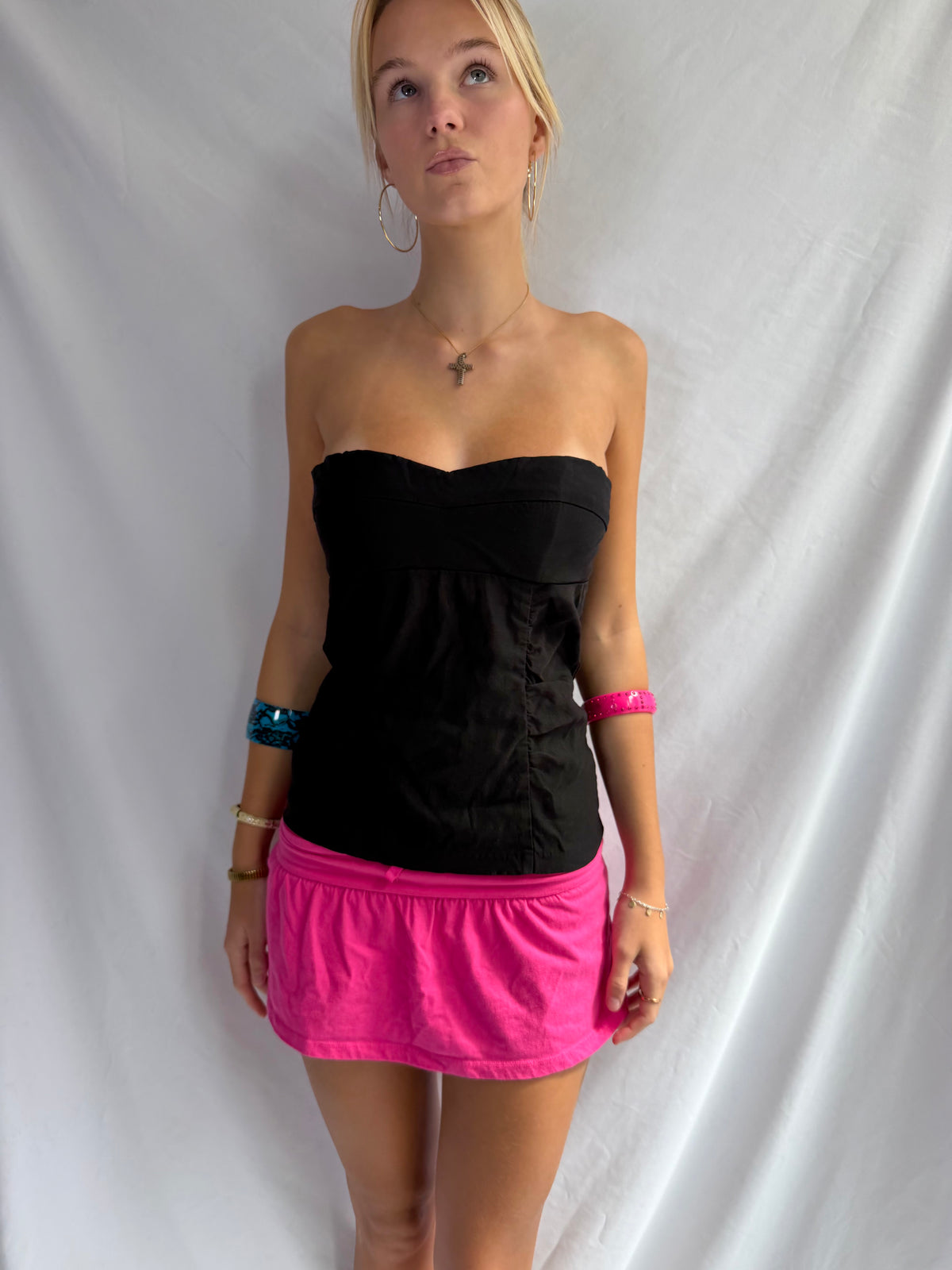 Vintage black corset strapless top