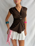 Vintage brown ruched top