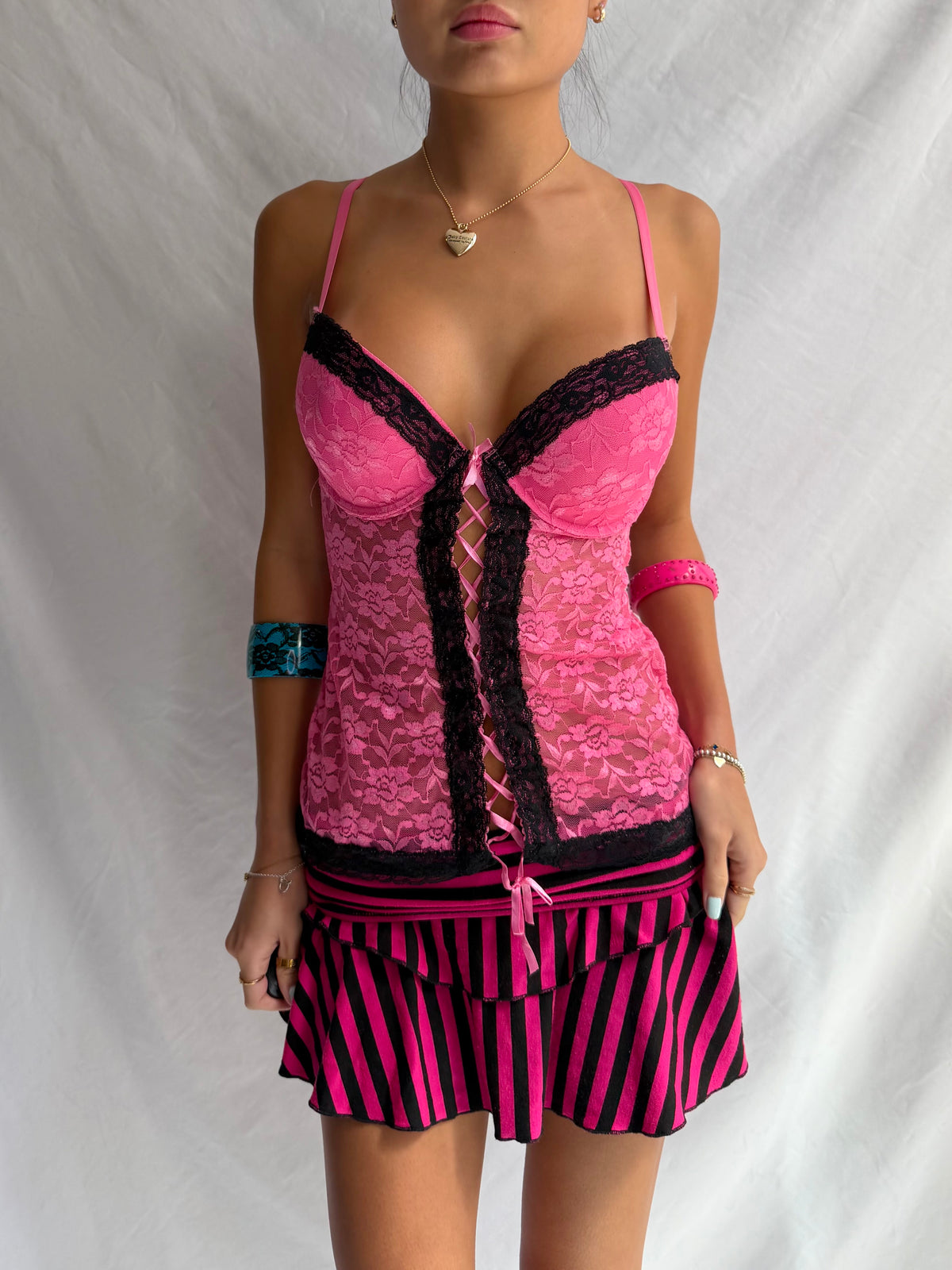 Vintage pink bustier corset top