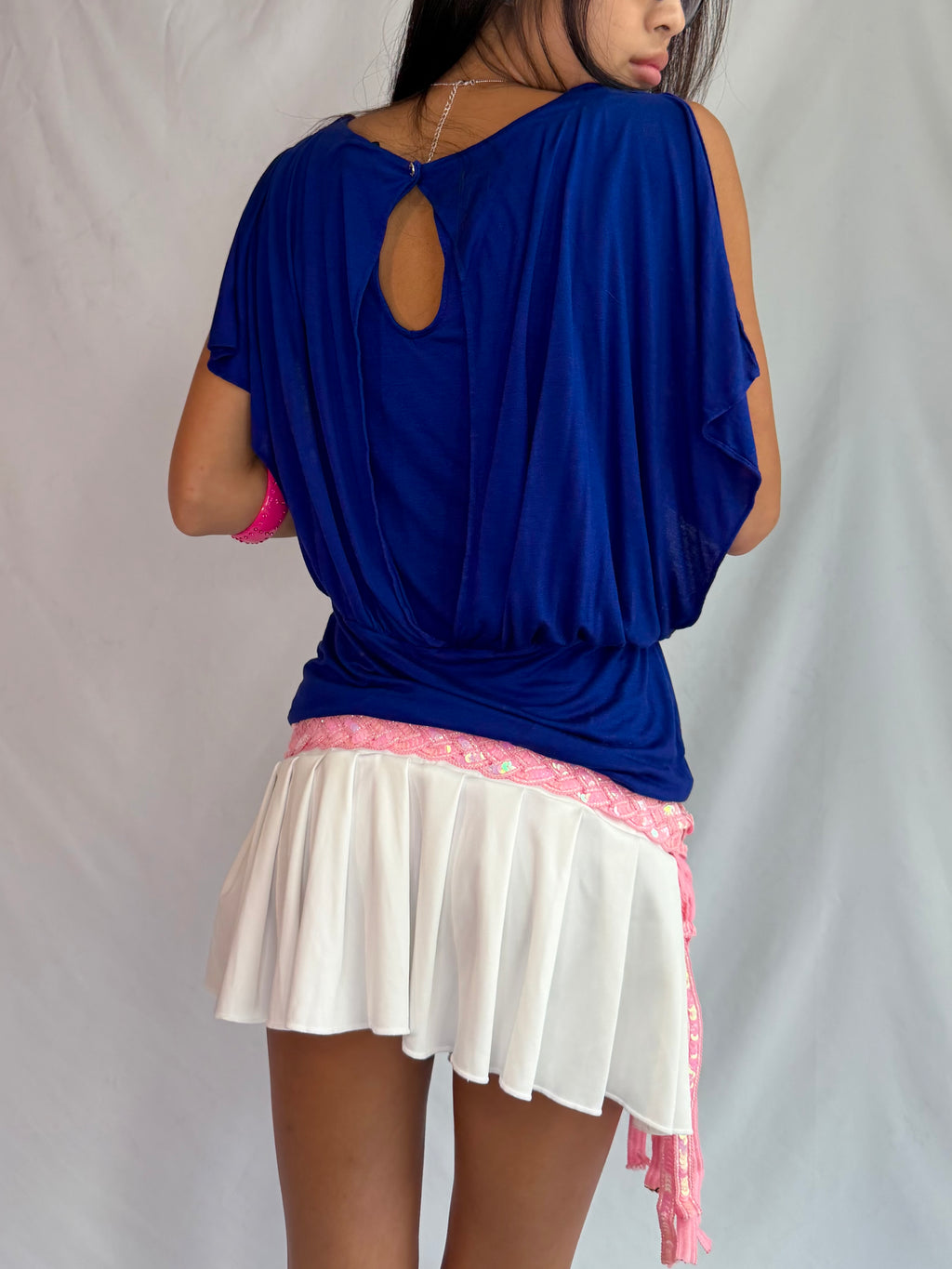 Vintage blue drape top