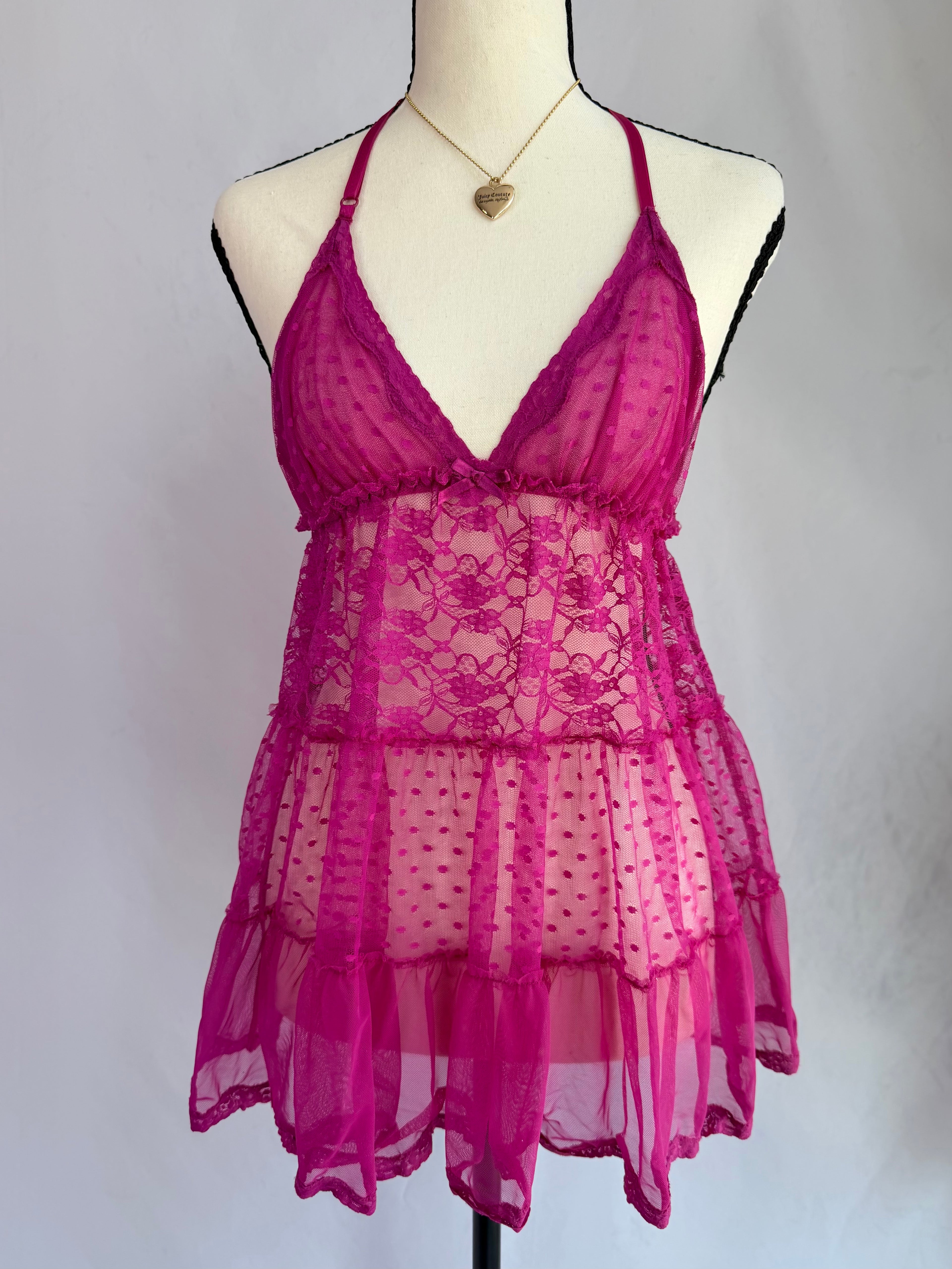 vintage polka dot lace babydoll dress ♡