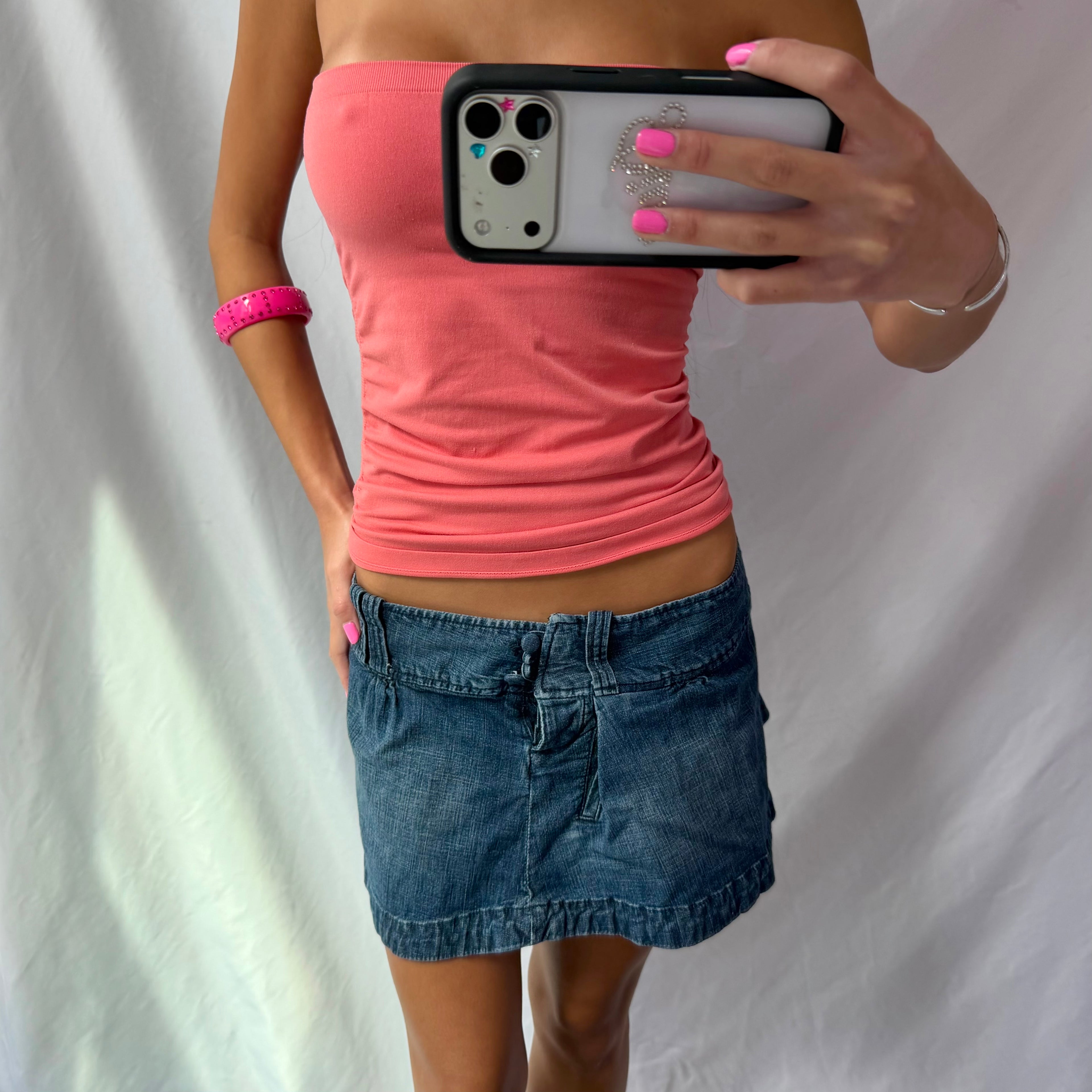 Vintage dark denim mini skirt