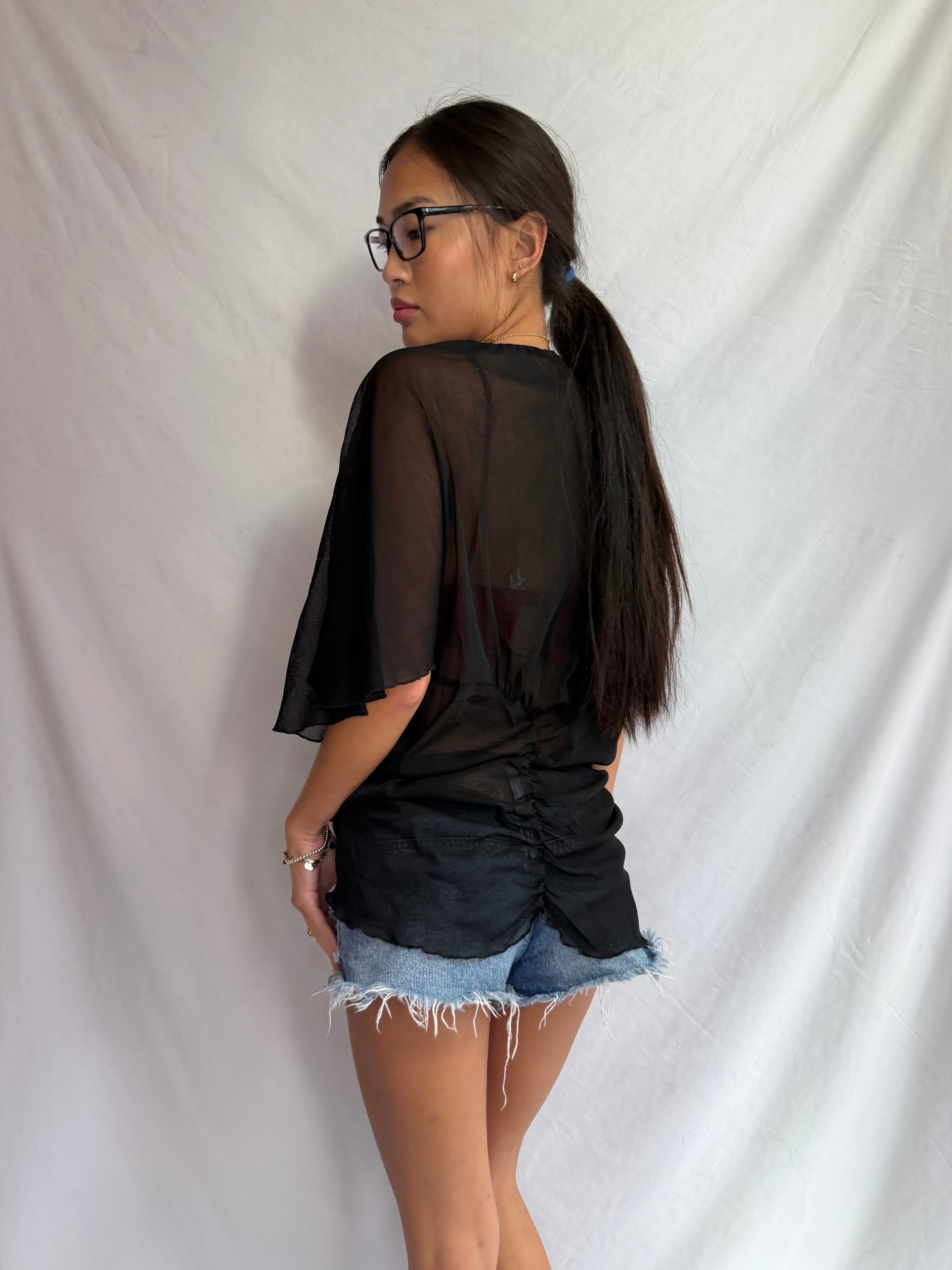 Vintage sheer off the shoulder top