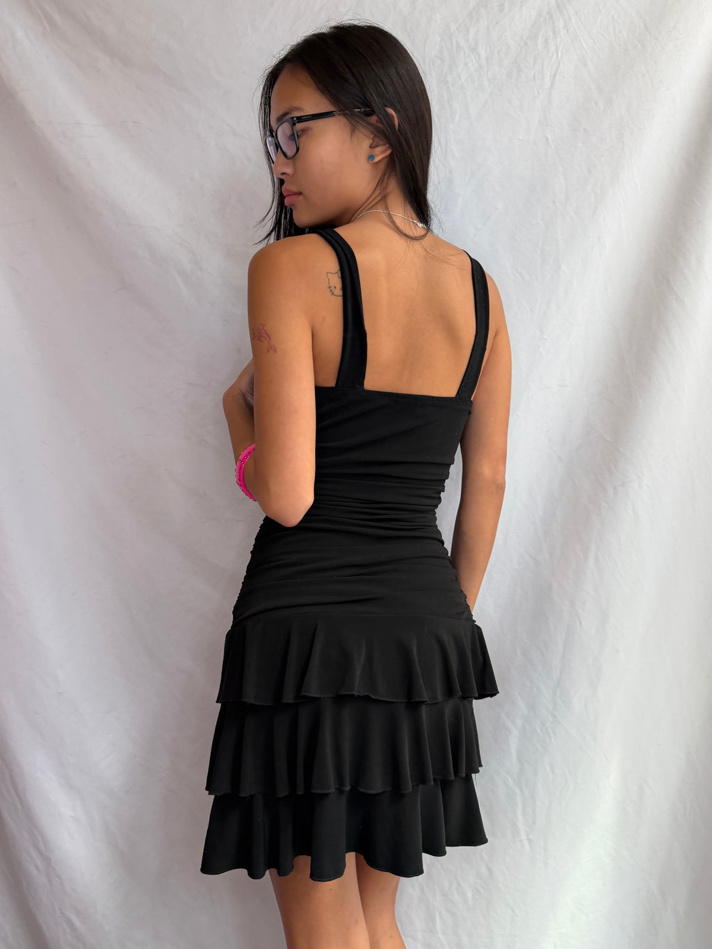 Vintage black beaded midi dress