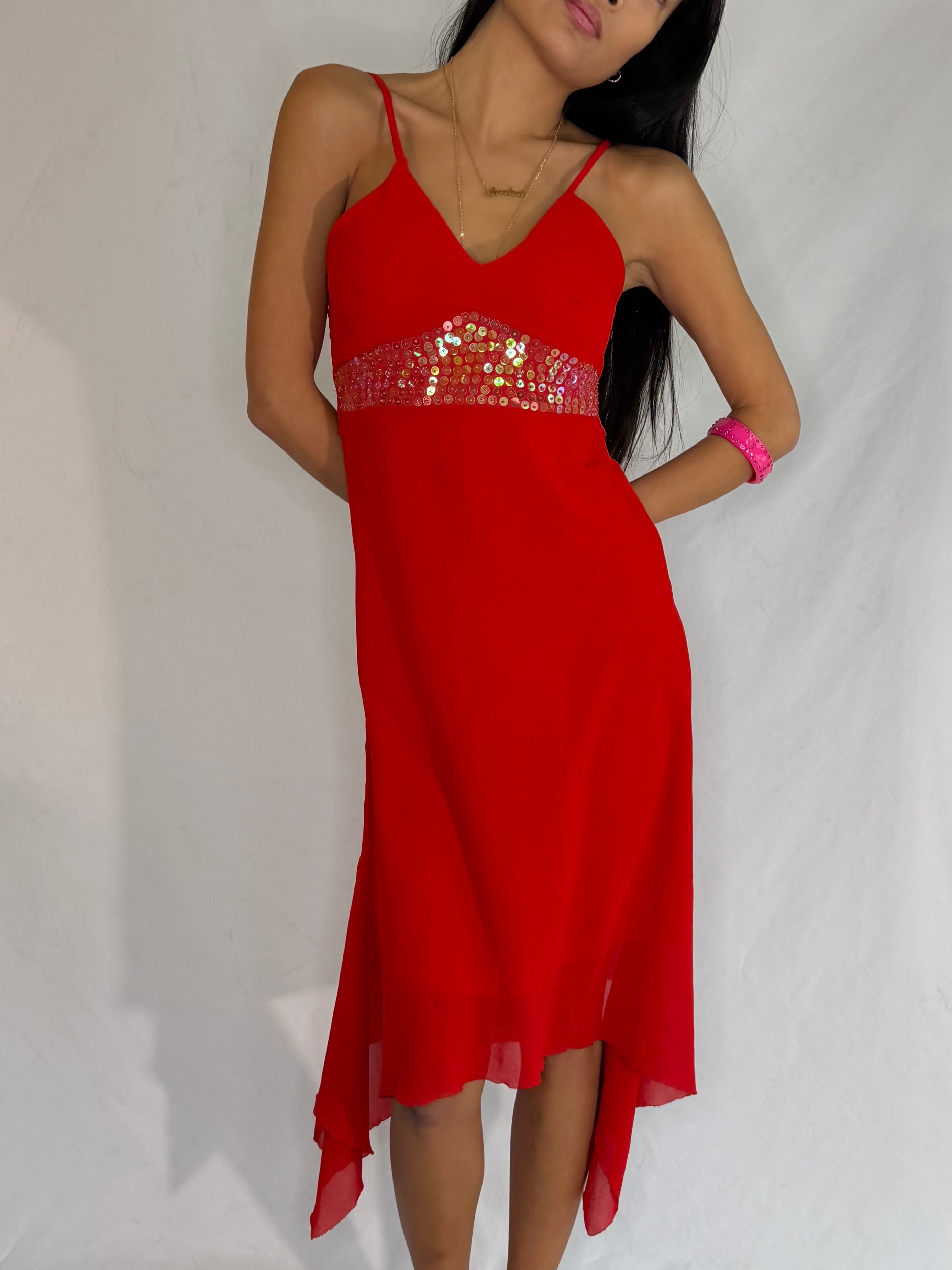vintage red fairy midi dress ‧₊ ♪˚⊹