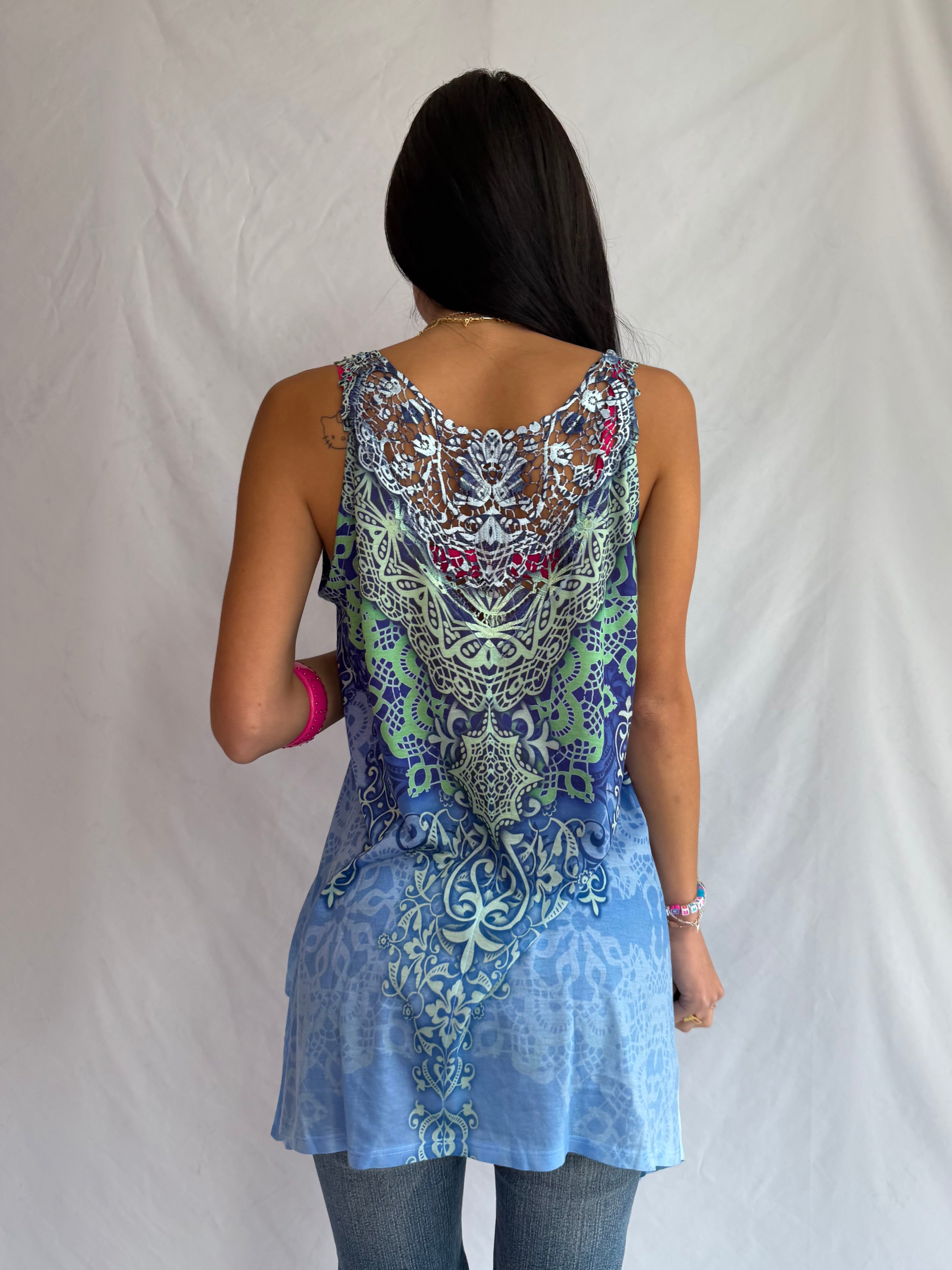 vintage boho design tank top ˖᯽ ݁˖