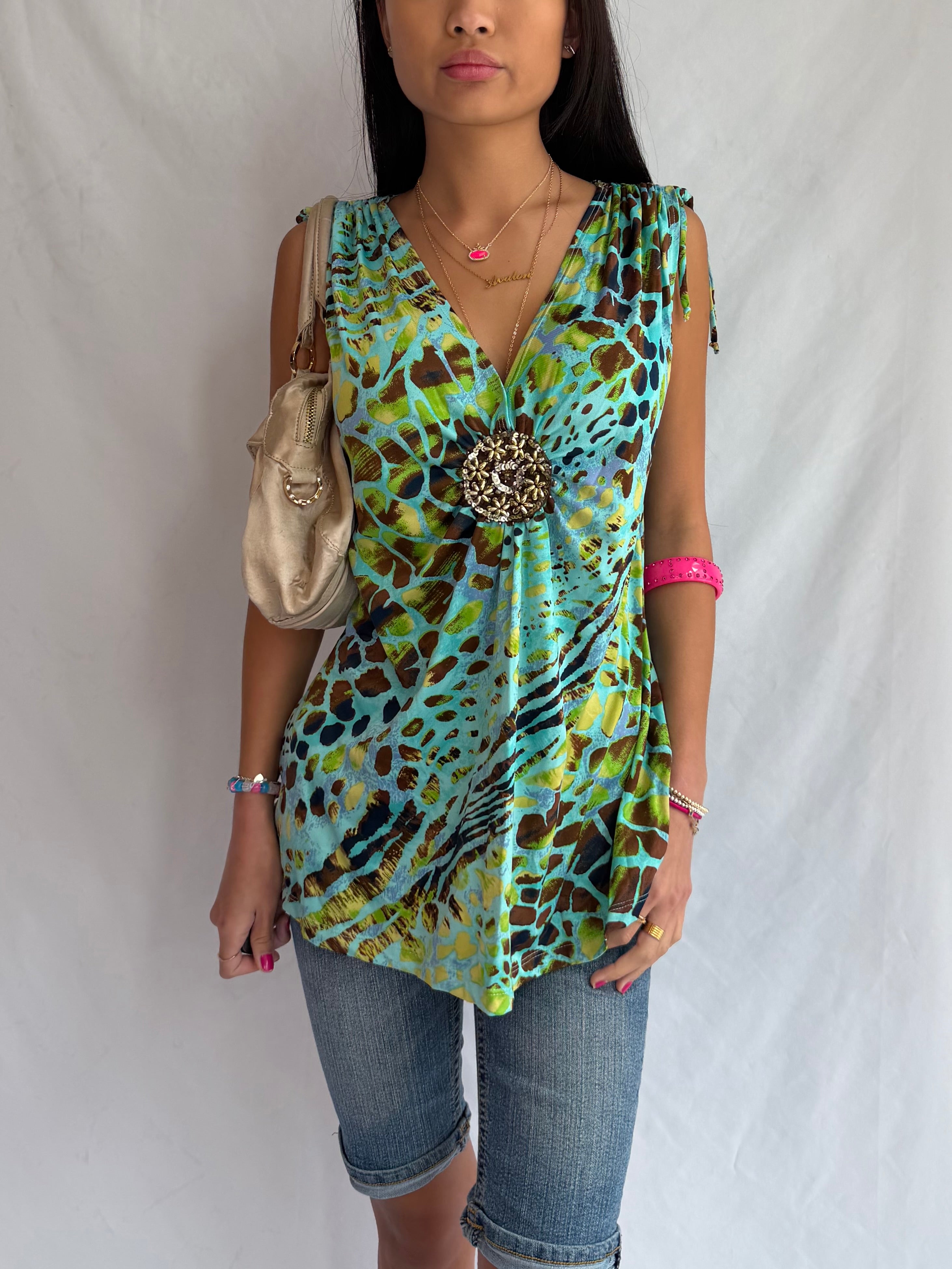 vintage beaded green halter top ⋆˚✿˖°