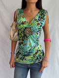 Vintage beaded green halter top