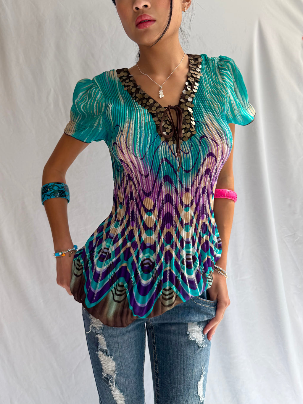 Vintage turquoise mermaid top