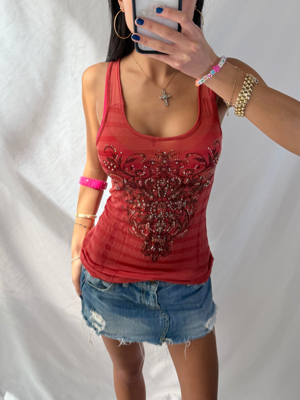 Vintage Miss Me rhinestone tank top