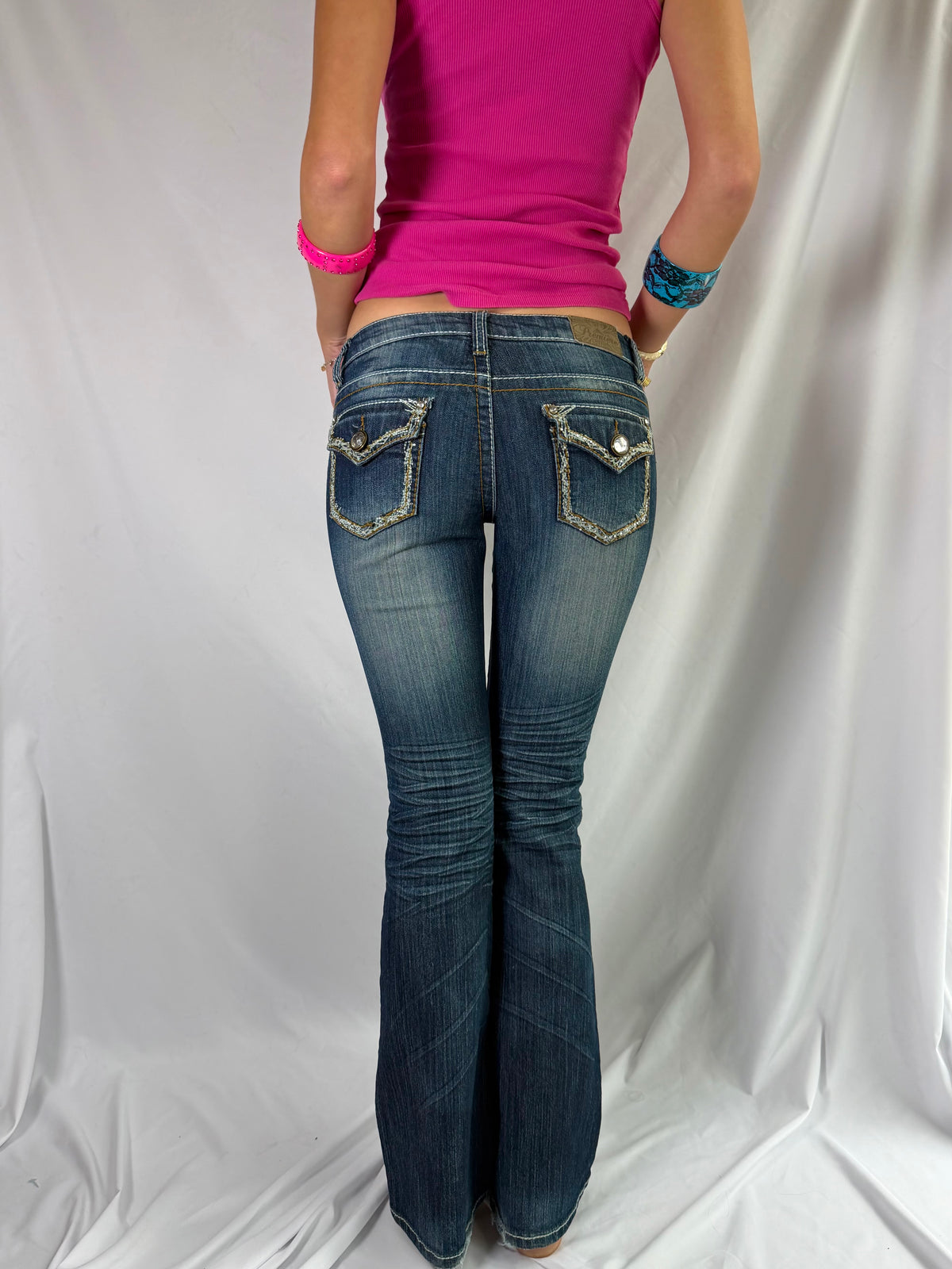 Vintage navy low rise flare jeans