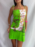 Vintage Miss Sidecar green mini dress