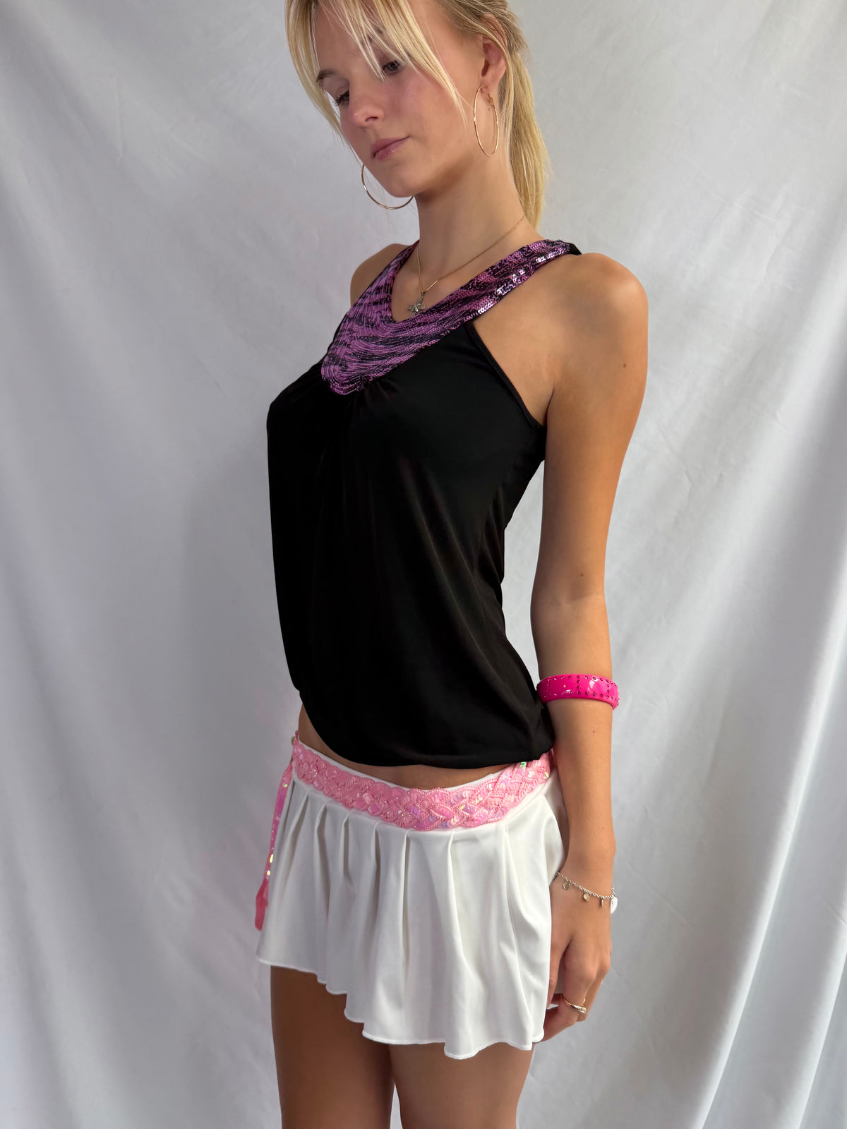 Vintage purple zebra sequin halter top