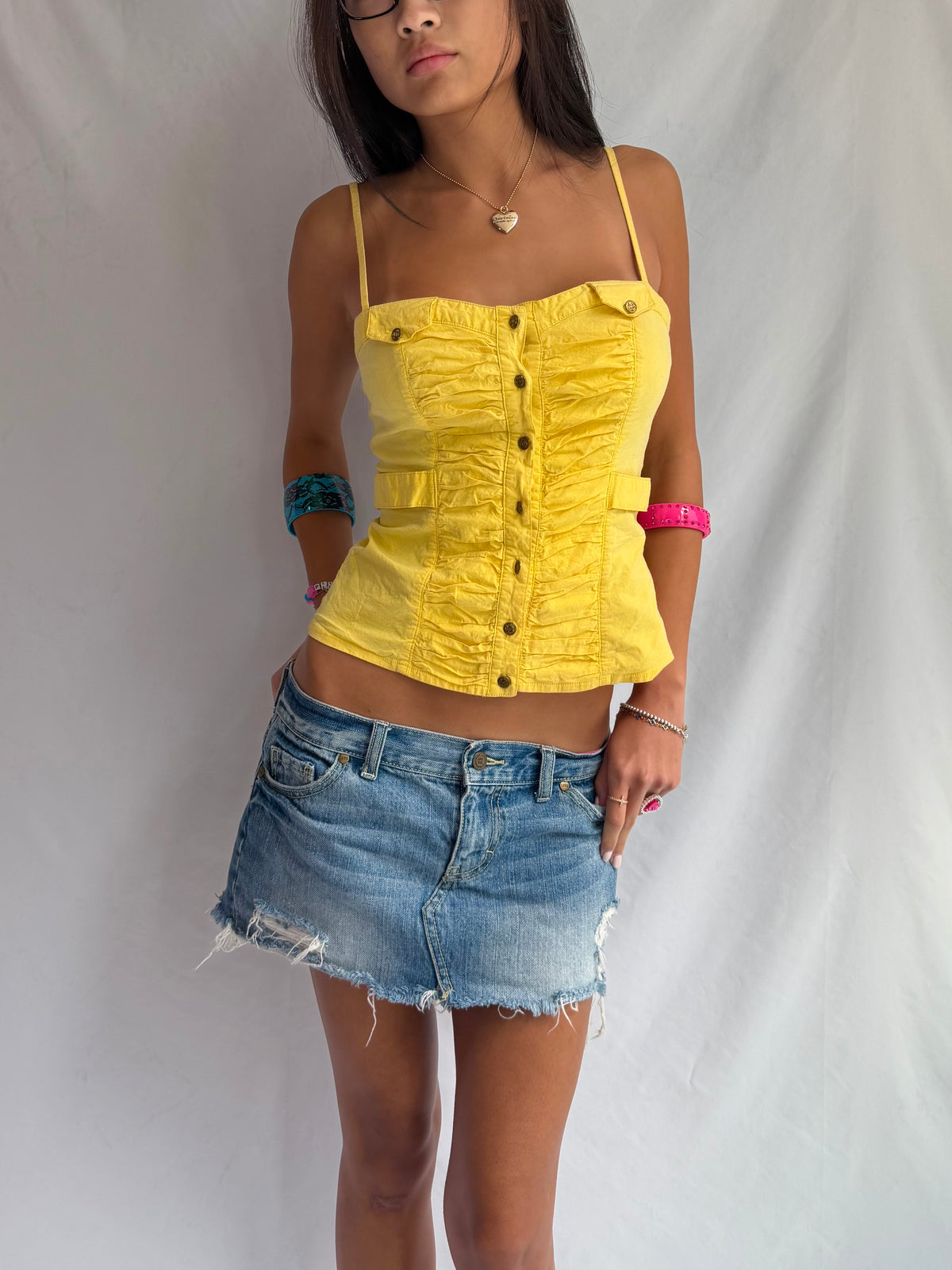 Vintage yellow corset tank top