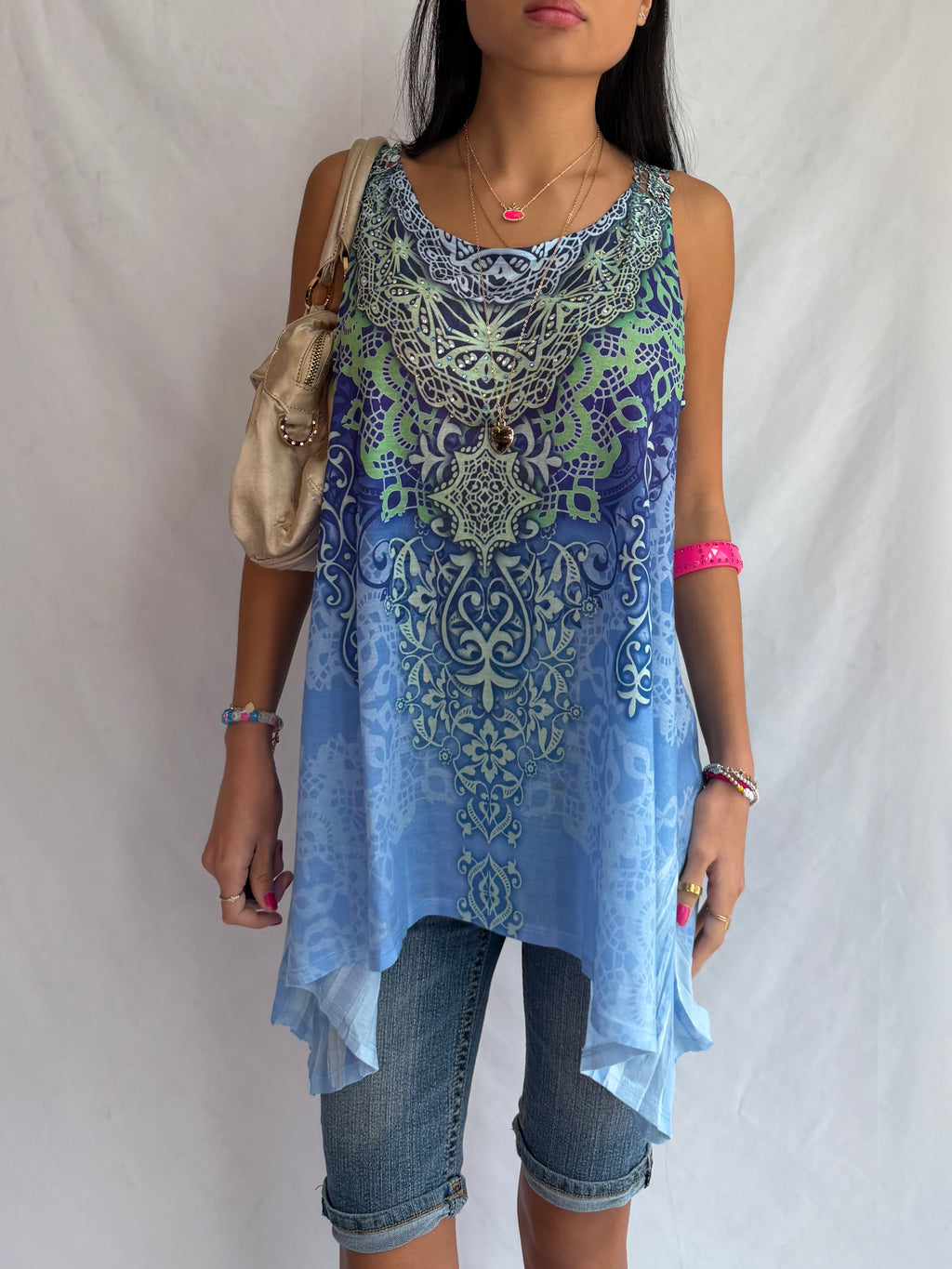 vintage boho design tank top ˖᯽ ݁˖