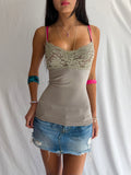 Vintage taupe lace tank top