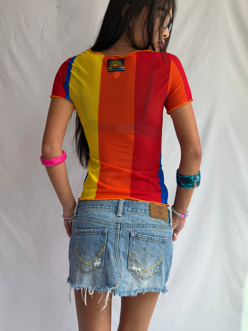 Vintage Dolce Gabbana rainbow mesh top