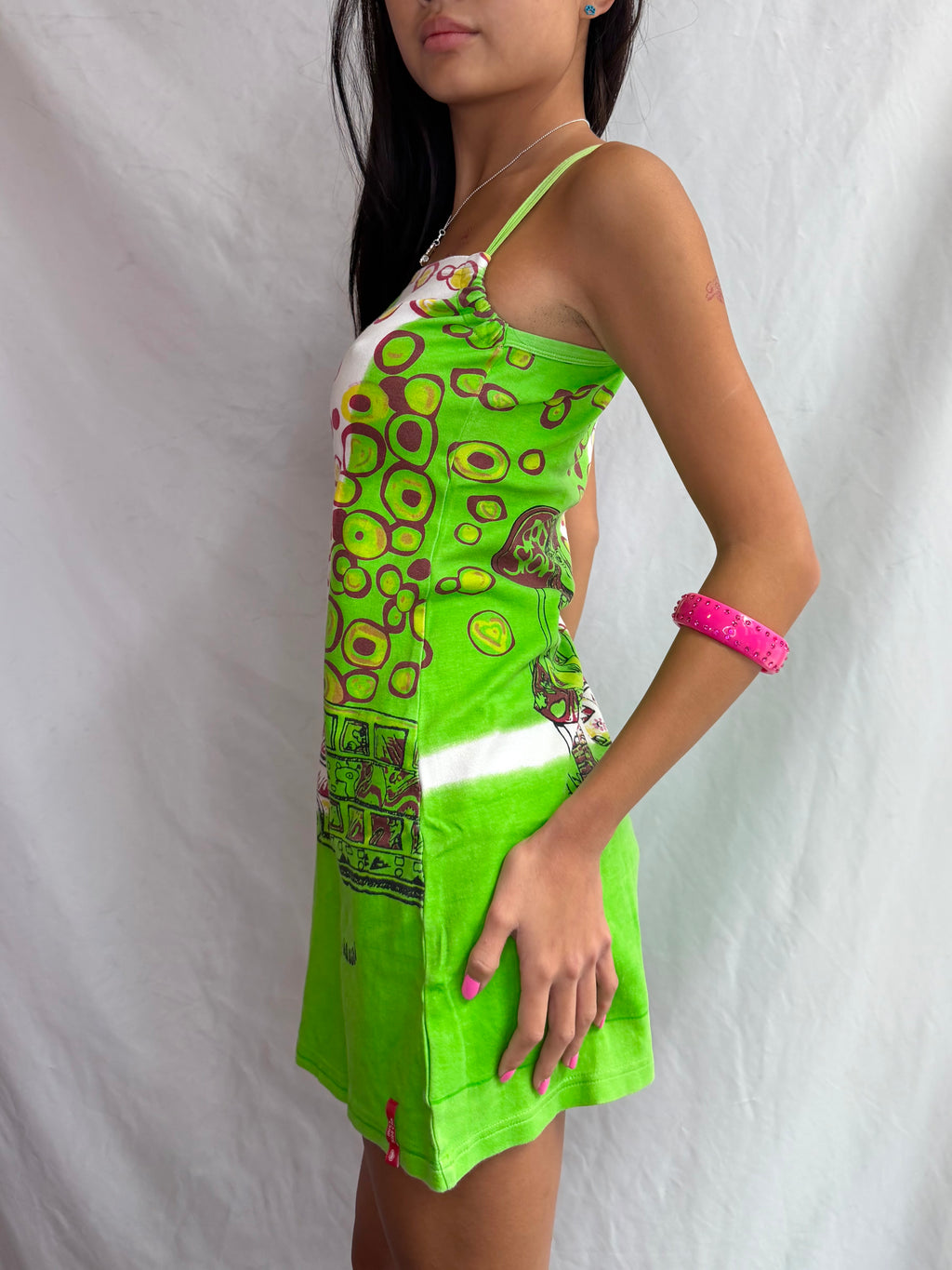 Vintage Miss Sidecar green mini dress