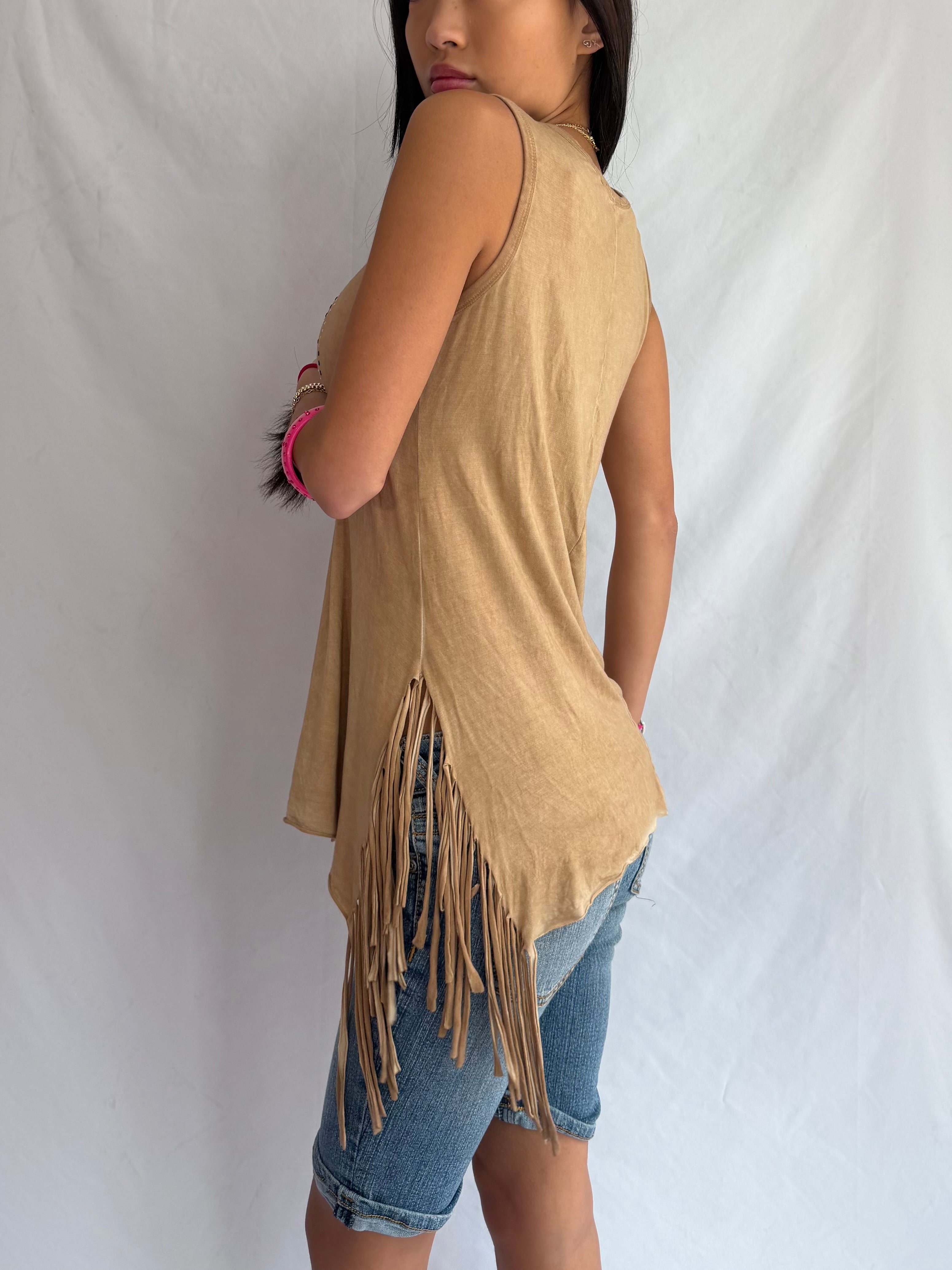 vintage fringe tank top ✶⋆.˚