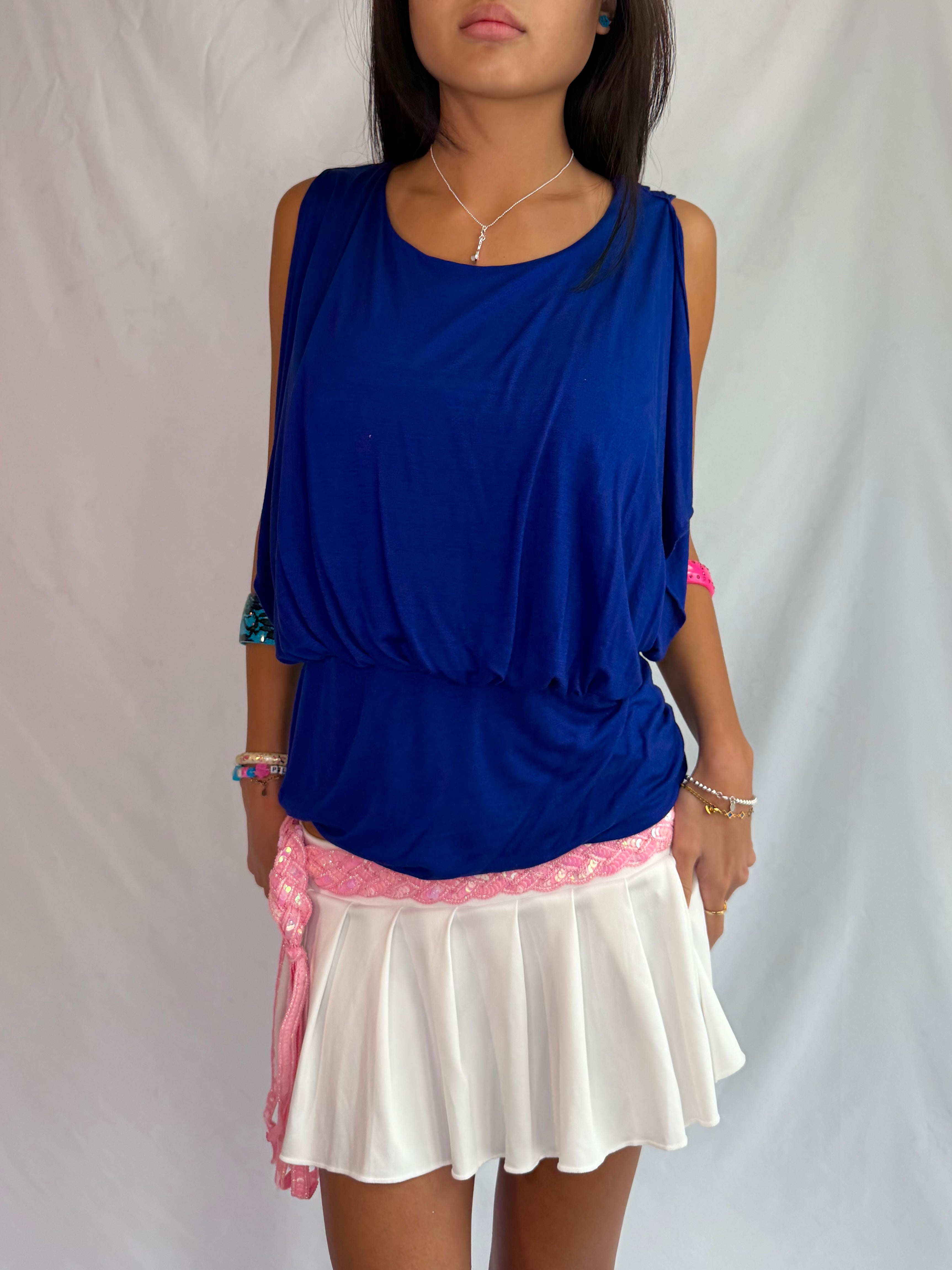 Vintage blue drape top