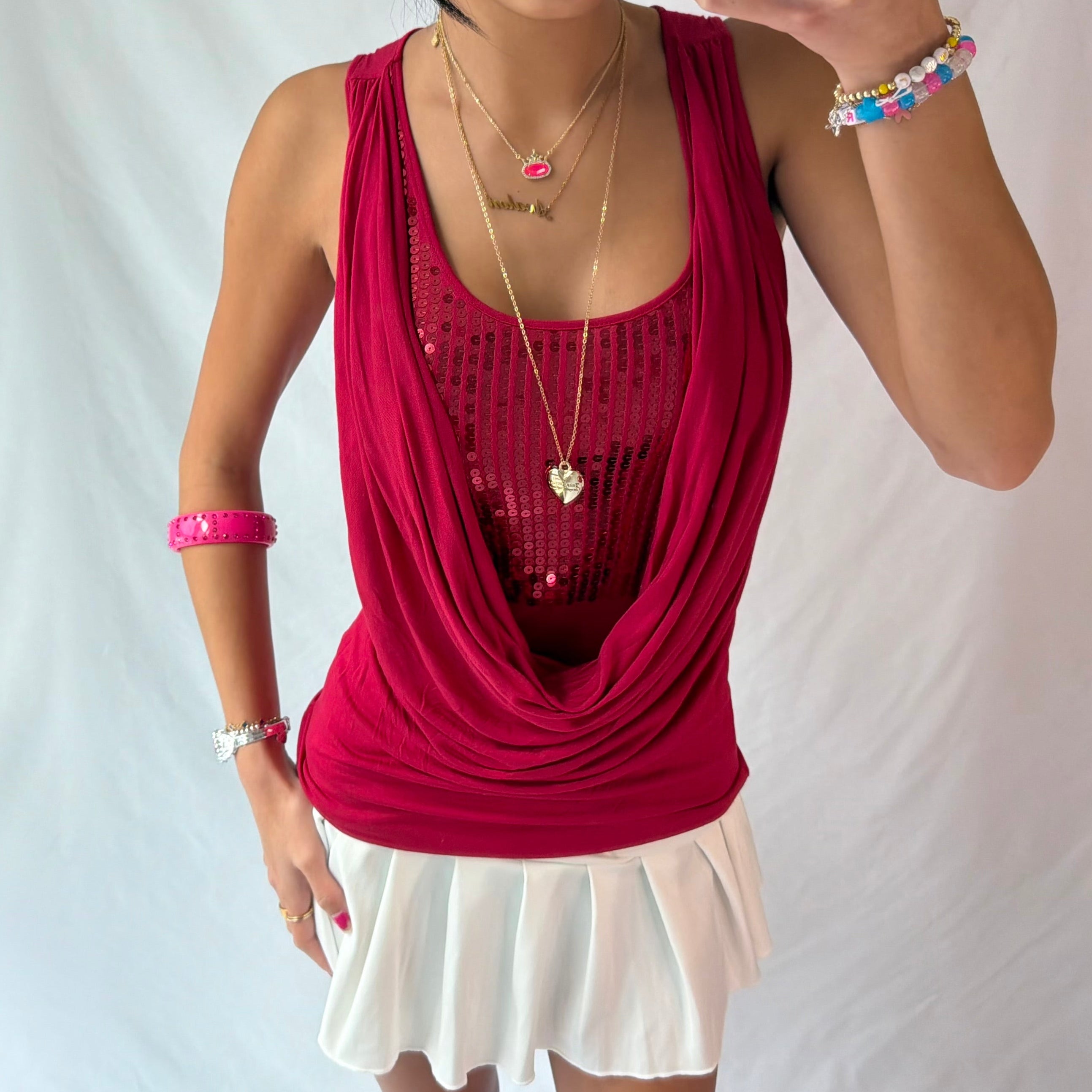vintage red sequin tank top ⋆˙⟡