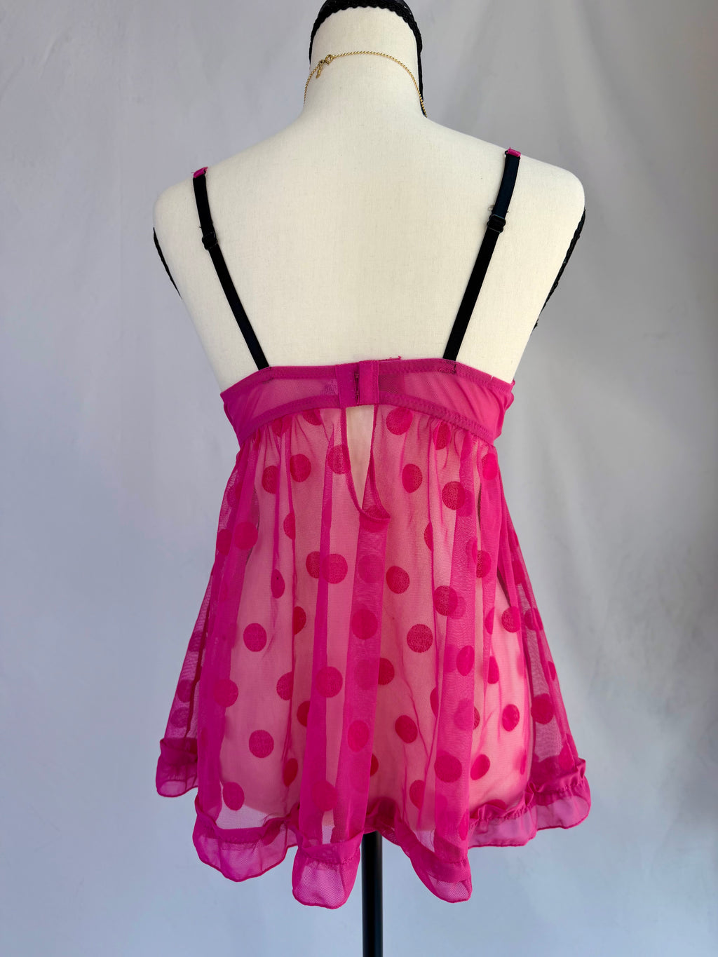 vintage pink polka dot babydoll cami⋆.𐙚 ̊