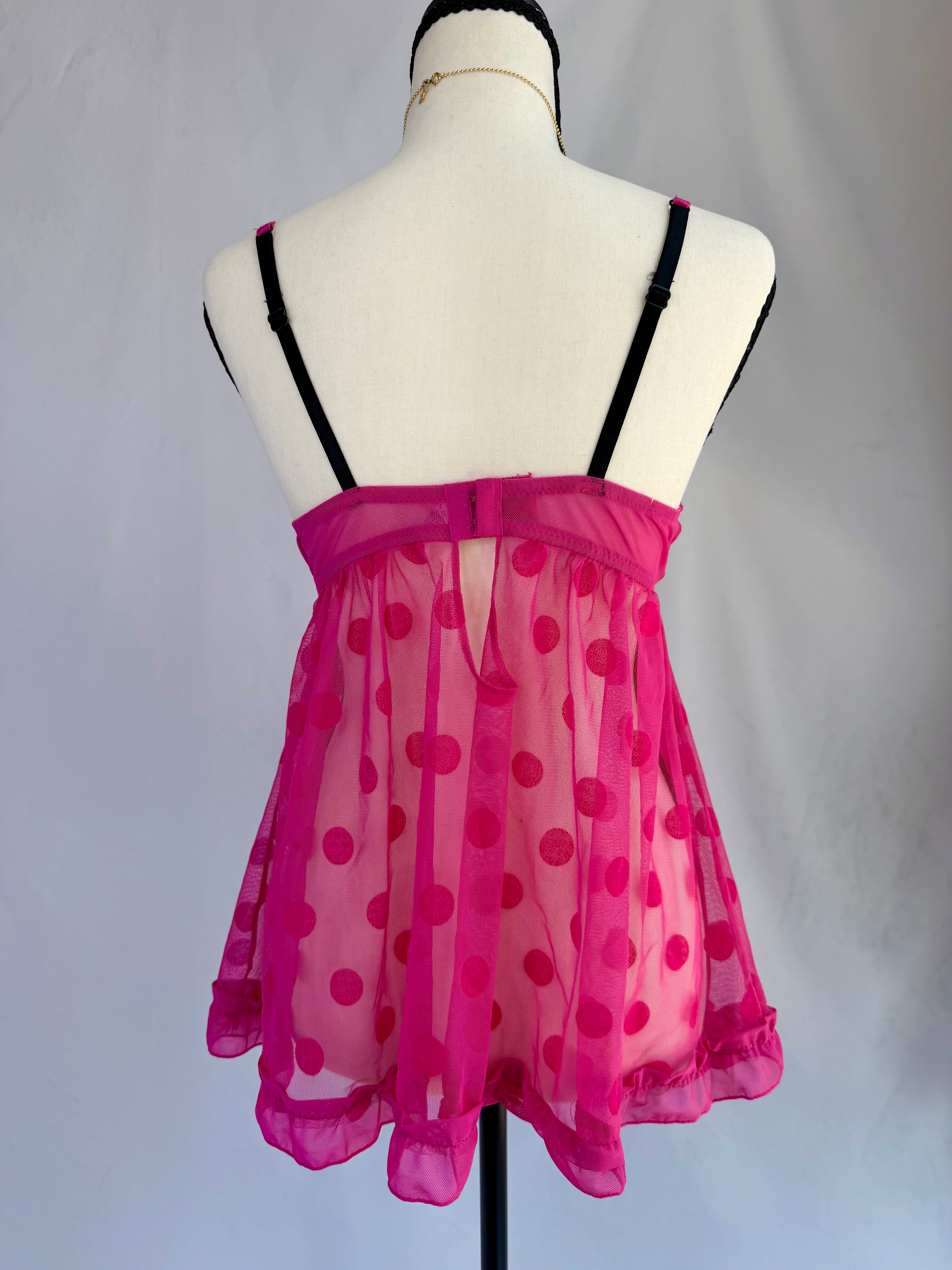vintage pink polka dot babydoll cami⋆.𐙚 ̊