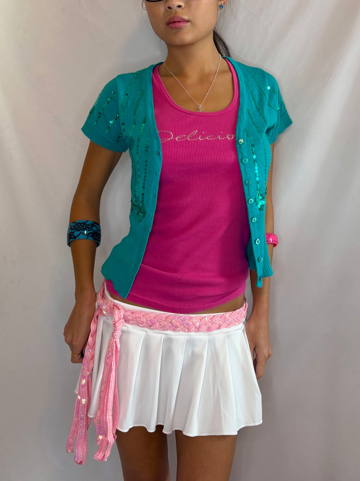 Vintage turquoise sequin cardigan