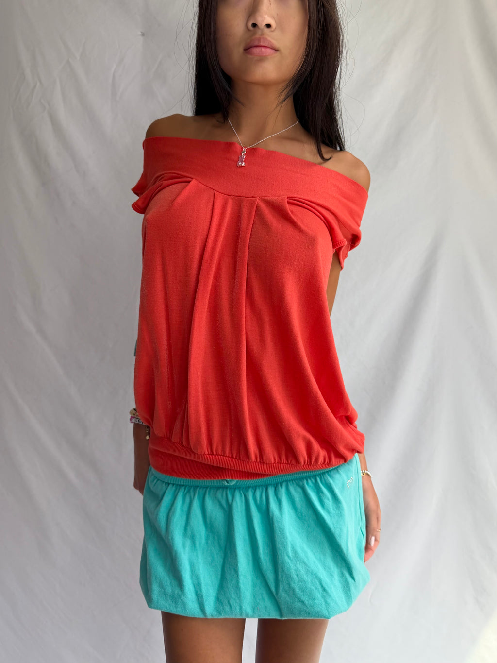 Vintage orange off the shoulder top
