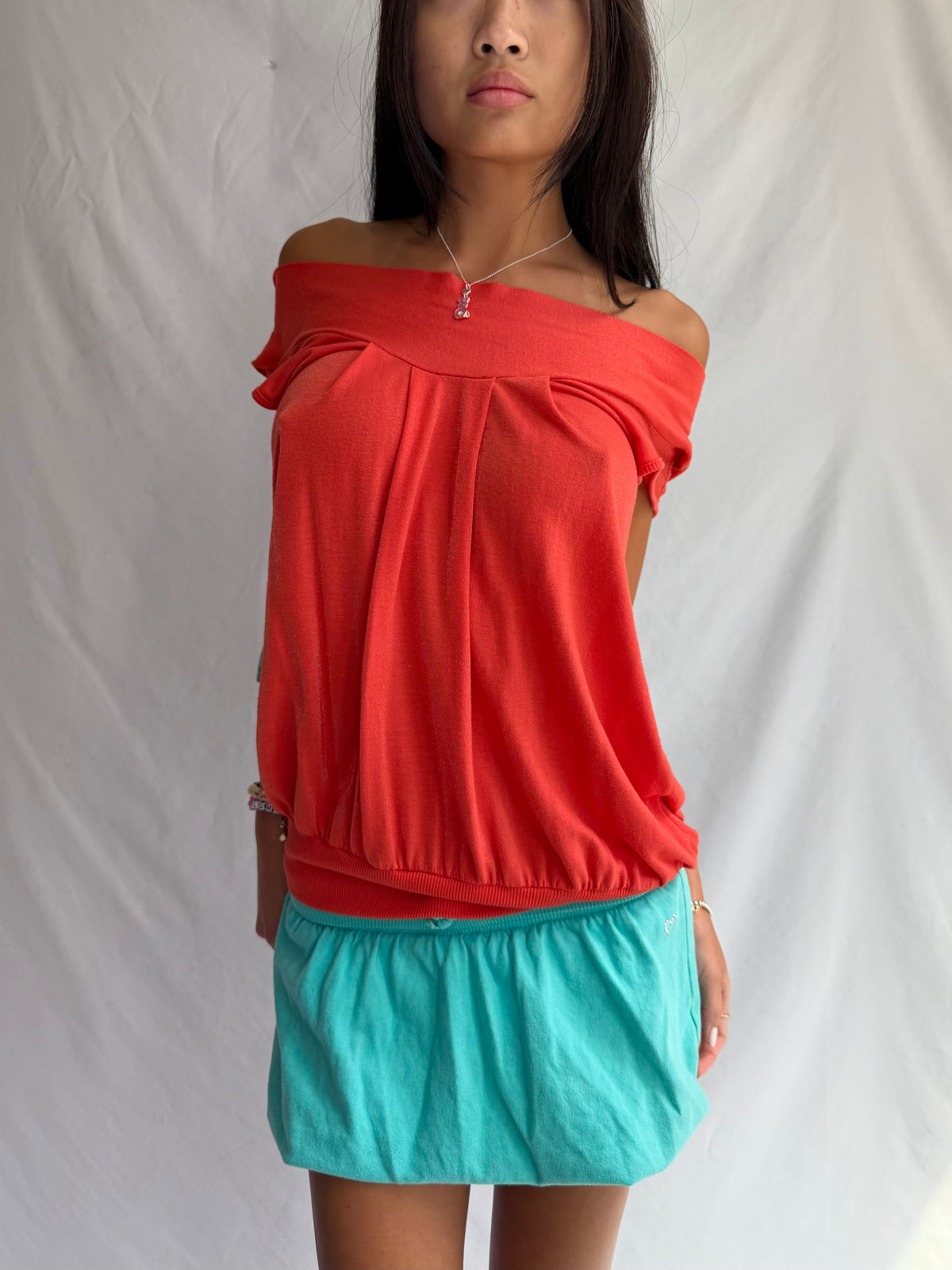 Vintage orange off the shoulder top