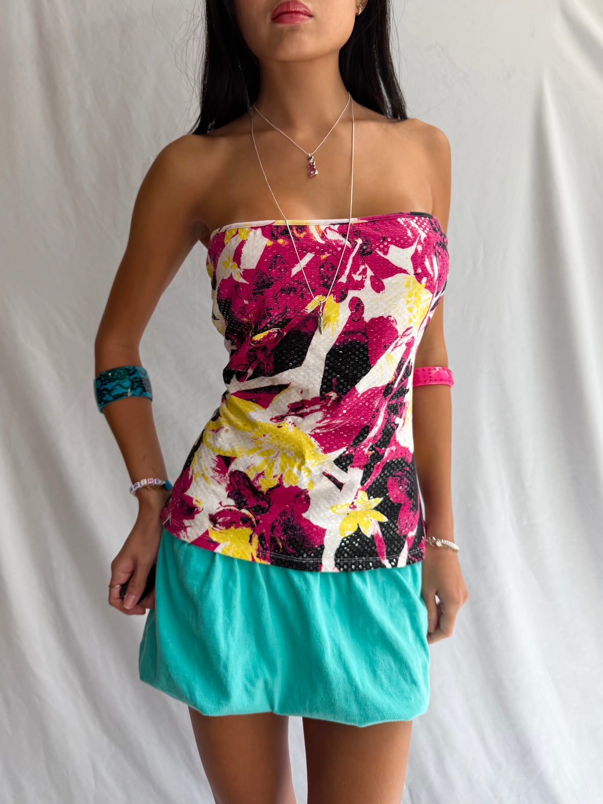 Vintage abstract sequin tube top