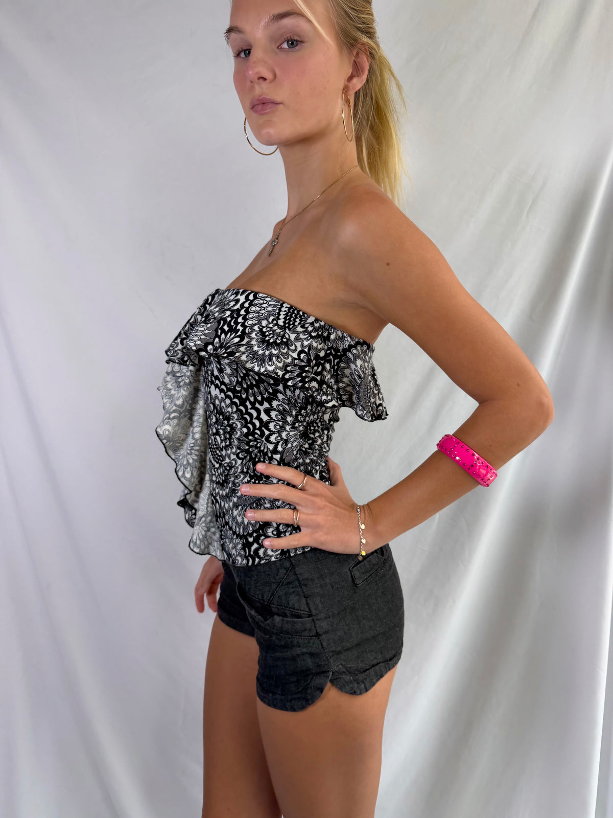 Vintage strapless paisley romper