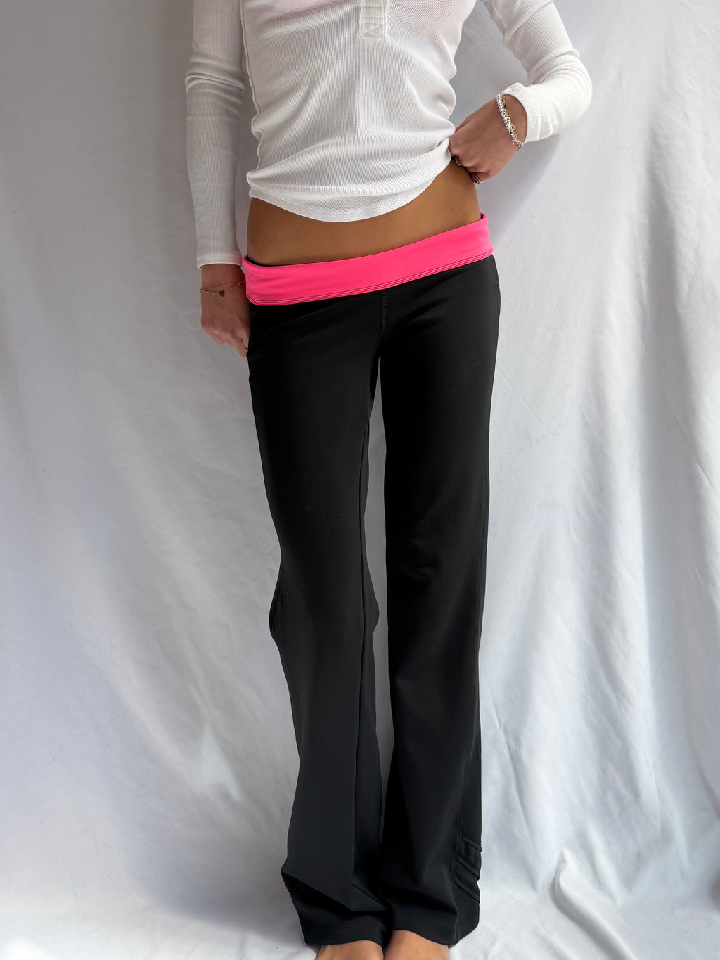 Vintage pink flare foldover leggings
