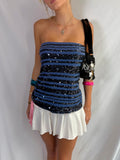 Vintage navy sequin strapless top